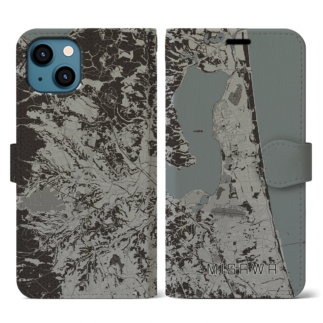 【三沢(青森県)】地図柄iPhoneケース(手帳タイプ)