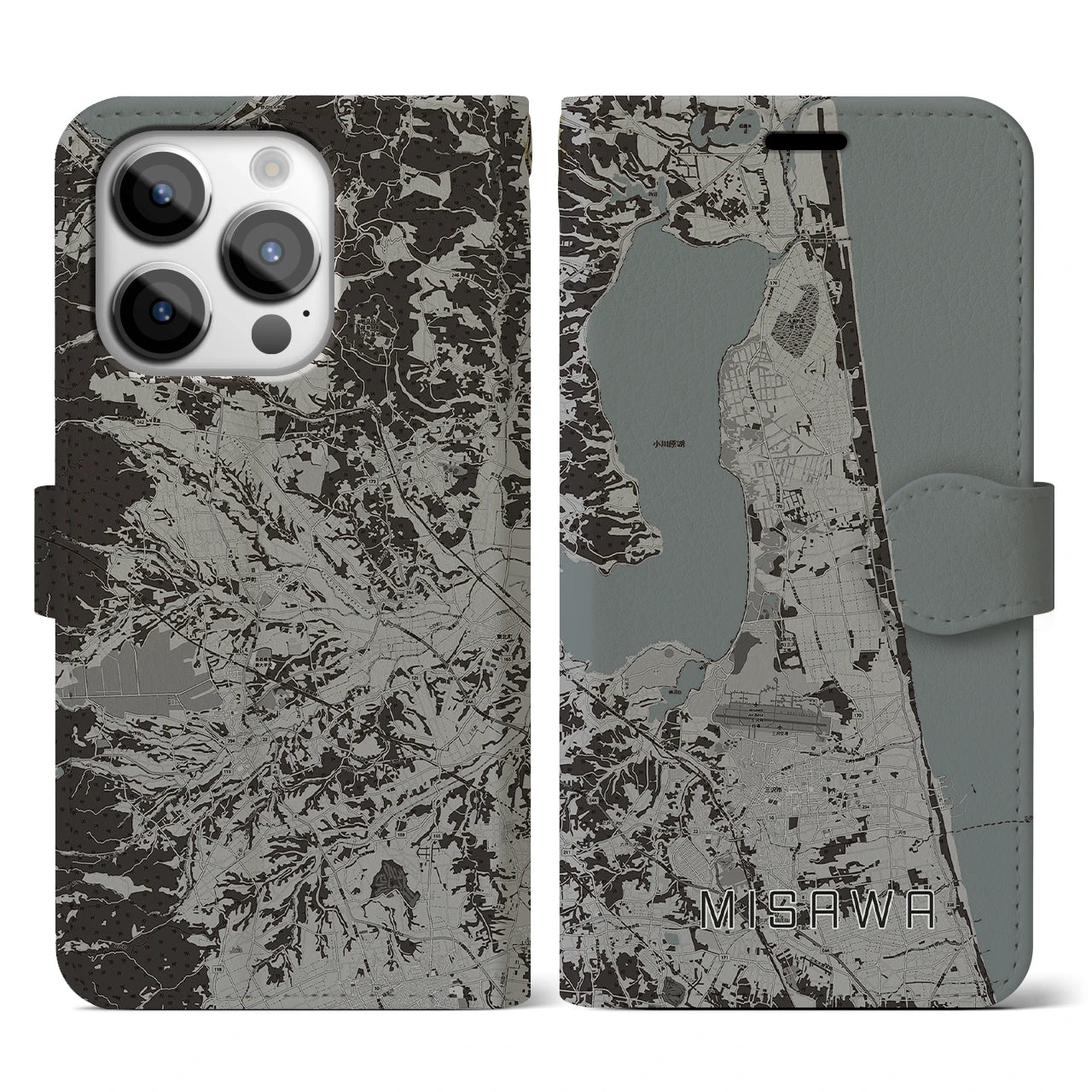 【三沢(青森県)】地図柄iPhoneケース(手帳タイプ)