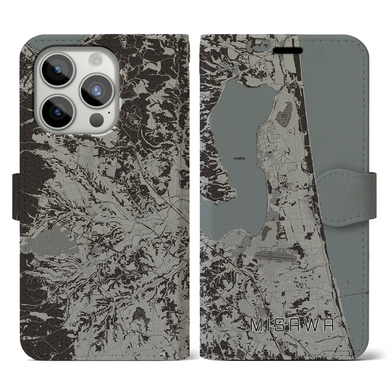 【三沢(青森県)】地図柄iPhoneケース(手帳タイプ)