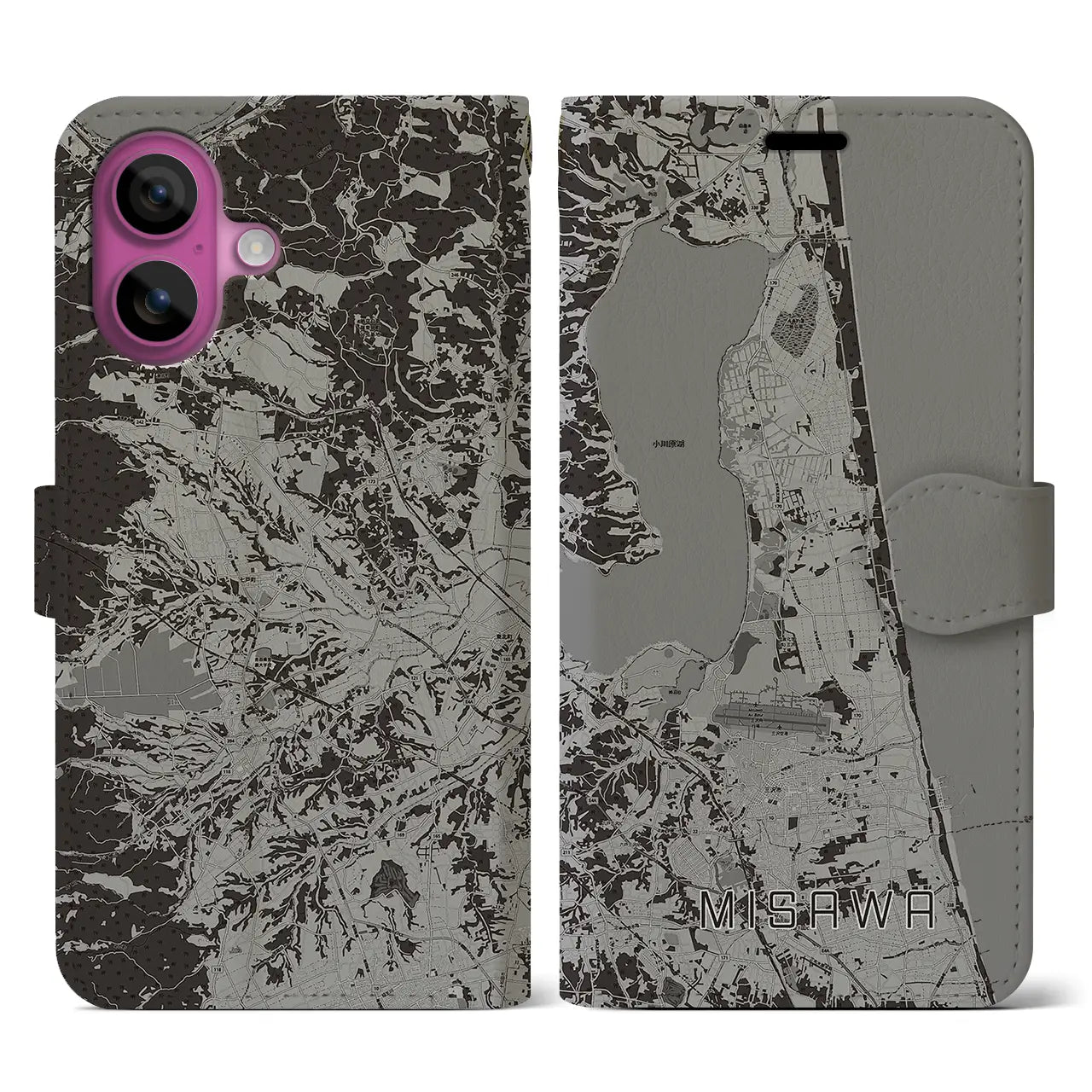 【三沢(青森県)】地図柄iPhoneケース(手帳タイプ)