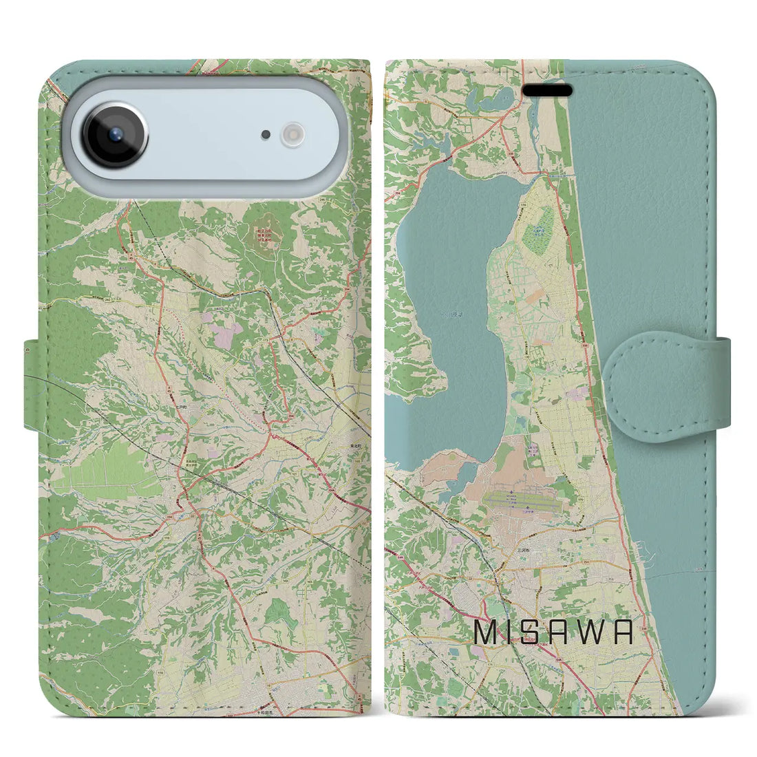 【三沢(青森県)】地図柄iPhoneケース(手帳タイプ)ナチュラル・iPhone 17 Pro Max 用