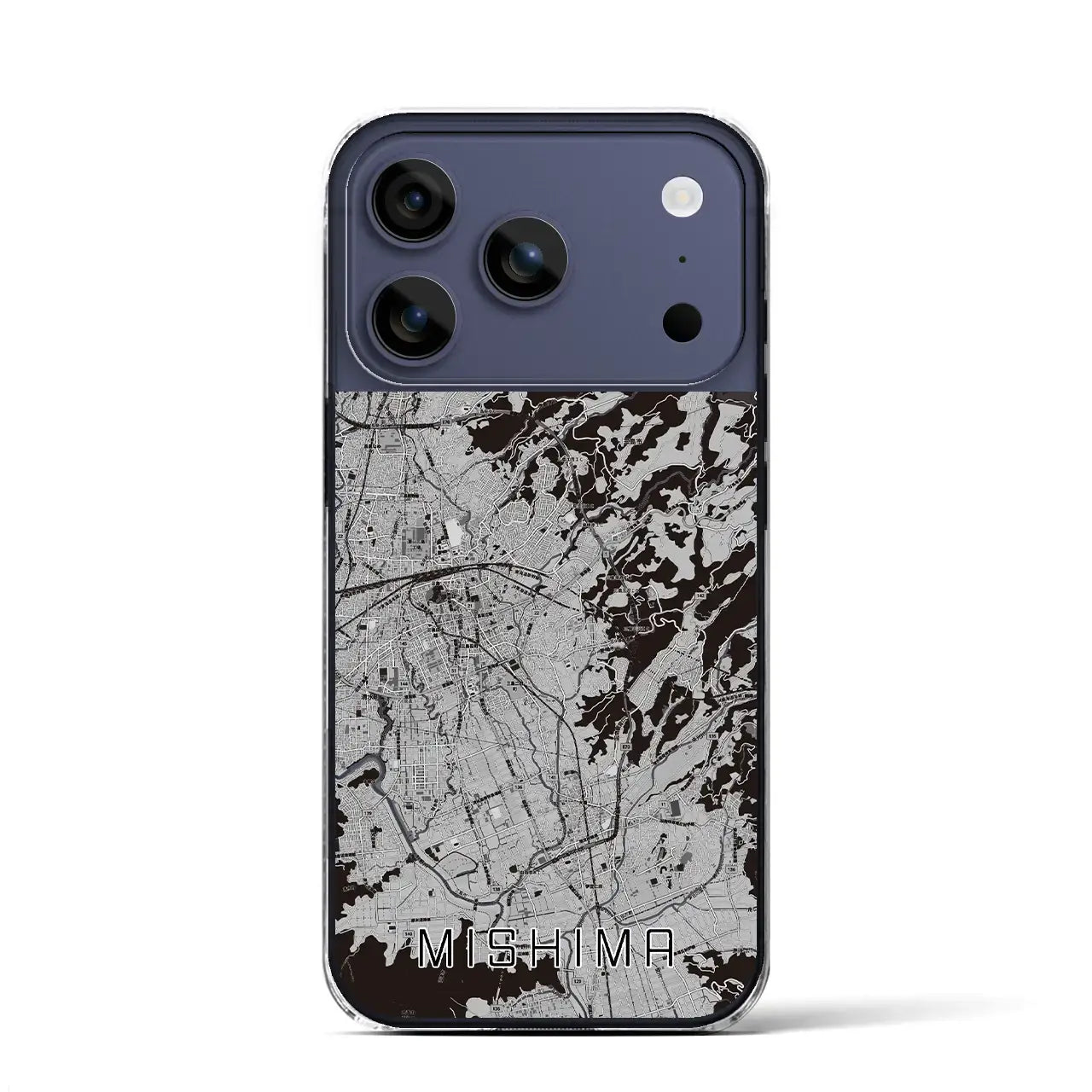 【三島(静岡県)】地図柄iPhoneケース(クリアタイプ)モノトーン・iPhone 17 Pro Max 用