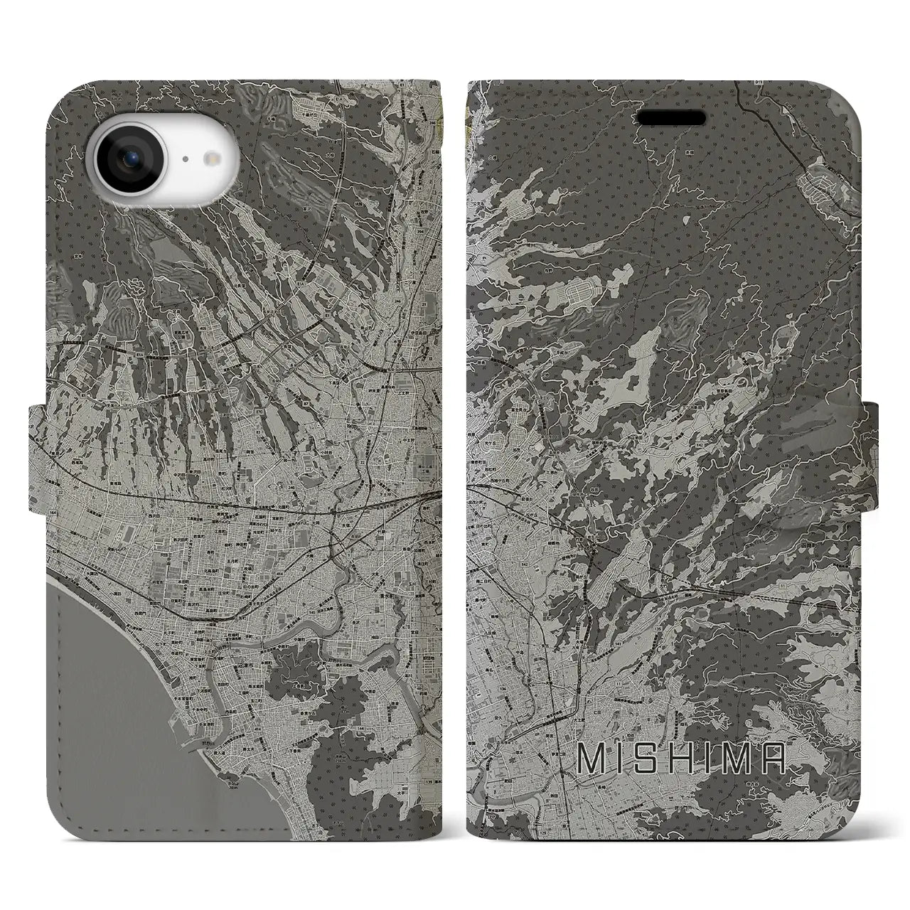 【三島(静岡県)】地図柄iPhoneケース(手帳タイプ)