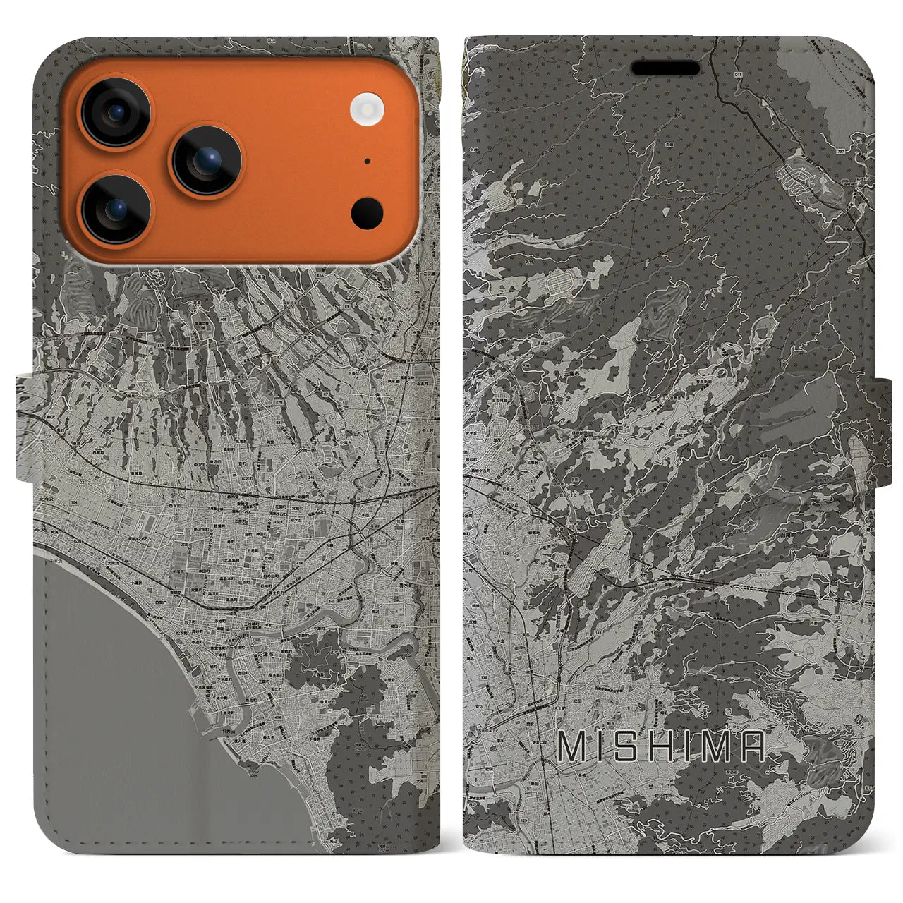 【三島(静岡県)】地図柄iPhoneケース(手帳タイプ)