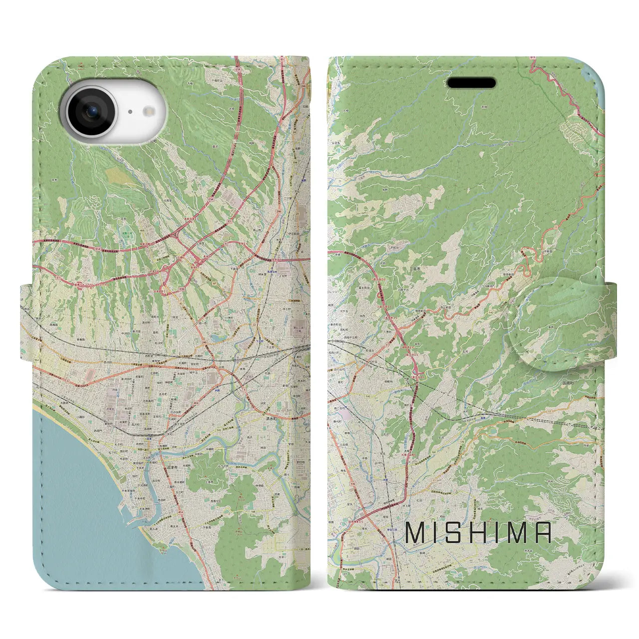 【三島(静岡県)】地図柄iPhoneケース(手帳タイプ)