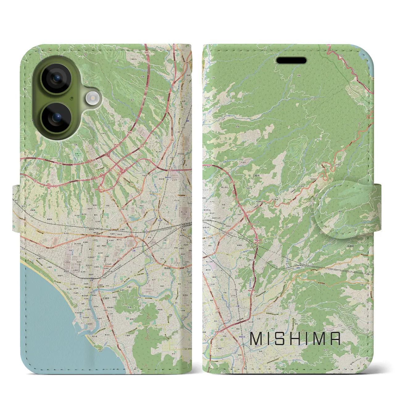 【三島(静岡県)】地図柄iPhoneケース(手帳タイプ)