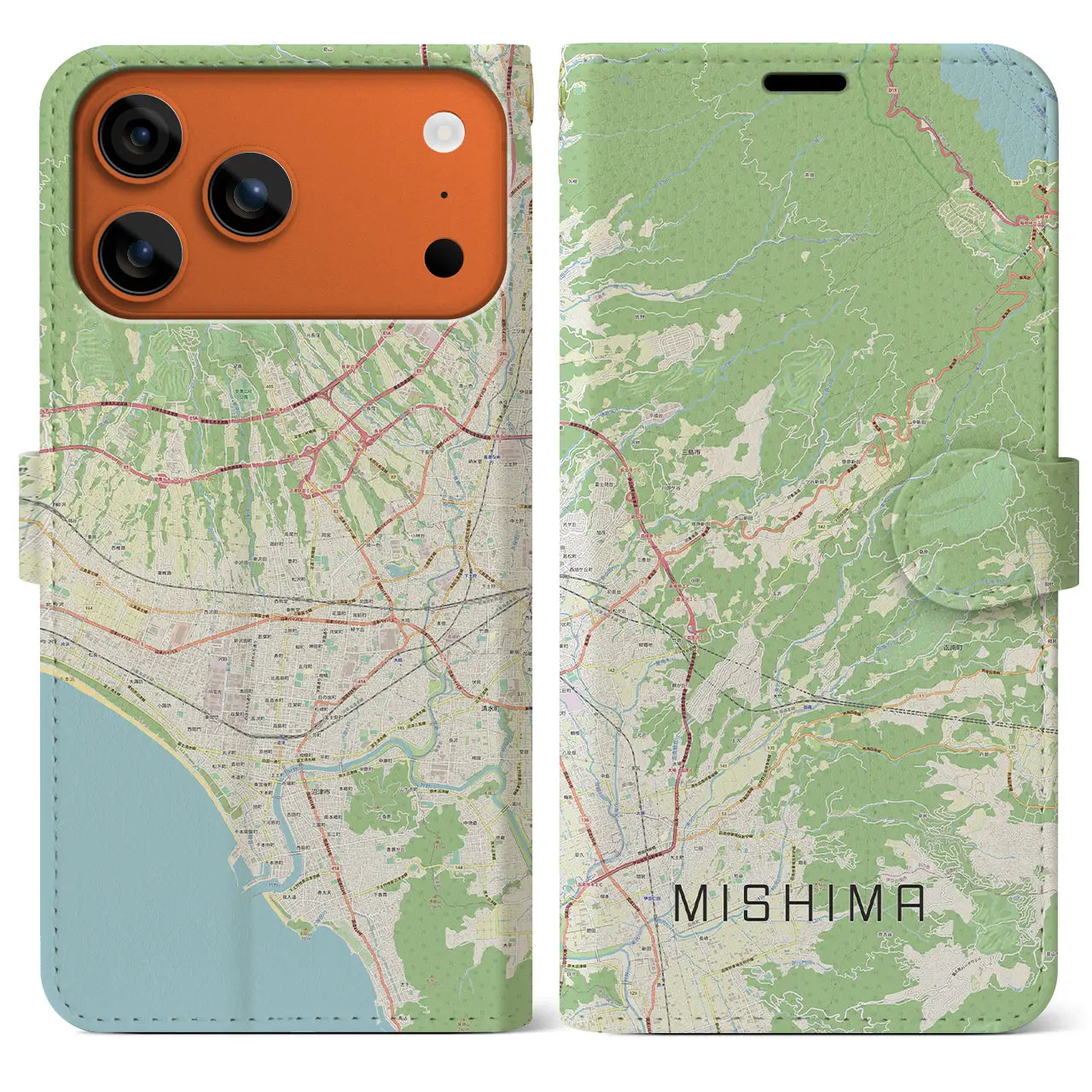 【三島(静岡県)】地図柄iPhoneケース(手帳タイプ)