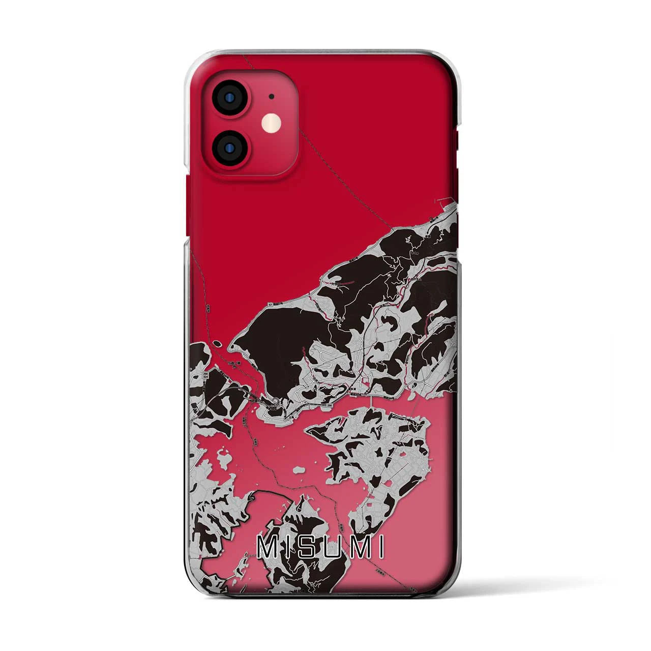 【三角(熊本県)】地図柄iPhoneケース(クリアタイプ)モノトーン・iPhone 11 用