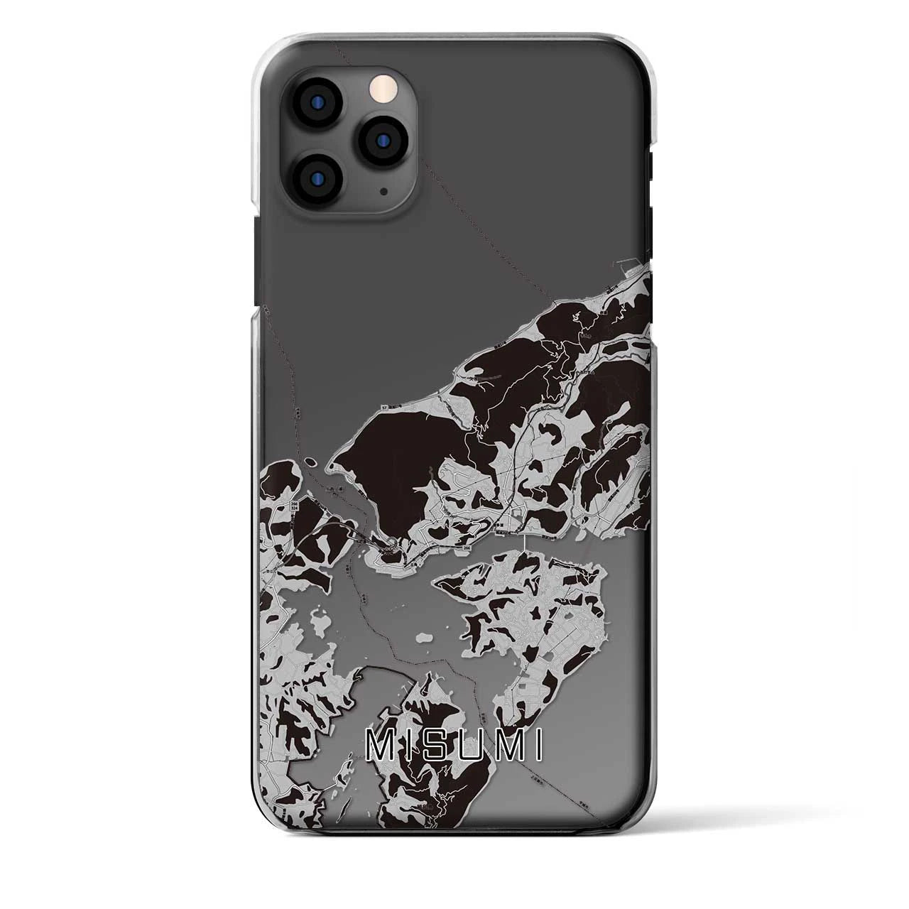 【三角(熊本県)】地図柄iPhoneケース(クリアタイプ)モノトーン・iPhone 11 Pro Max 用