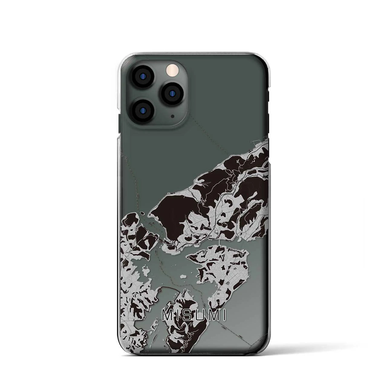 【三角(熊本県)】地図柄iPhoneケース(クリアタイプ)モノトーン・iPhone 11 Pro 用
