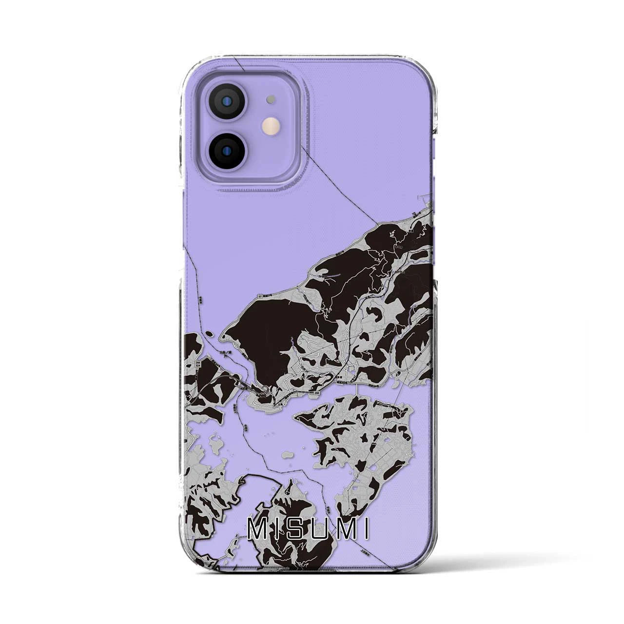 【三角(熊本県)】地図柄iPhoneケース(クリアタイプ)モノトーン・iPhone 12 / 12 Pro 用