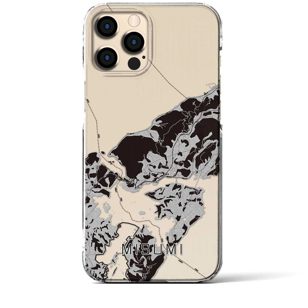 【三角(熊本県)】地図柄iPhoneケース(クリアタイプ)モノトーン・iPhone 12 Pro Max 用