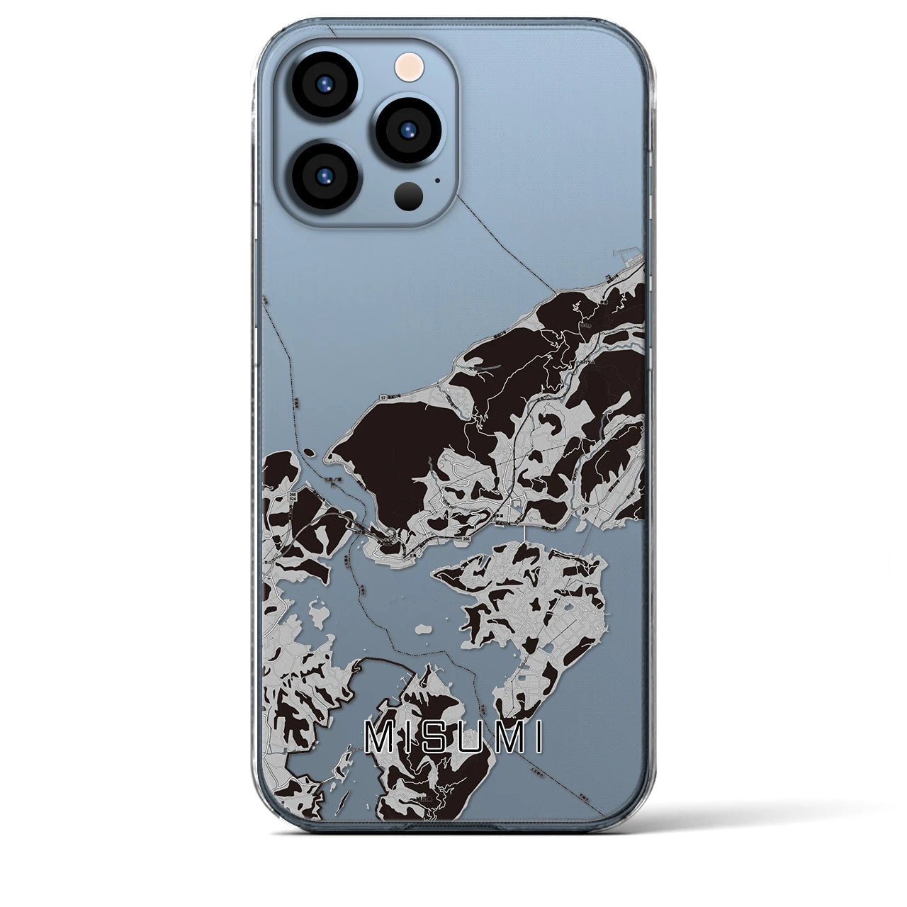【三角(熊本県)】地図柄iPhoneケース(クリアタイプ)モノトーン・iPhone 13 Pro Max 用