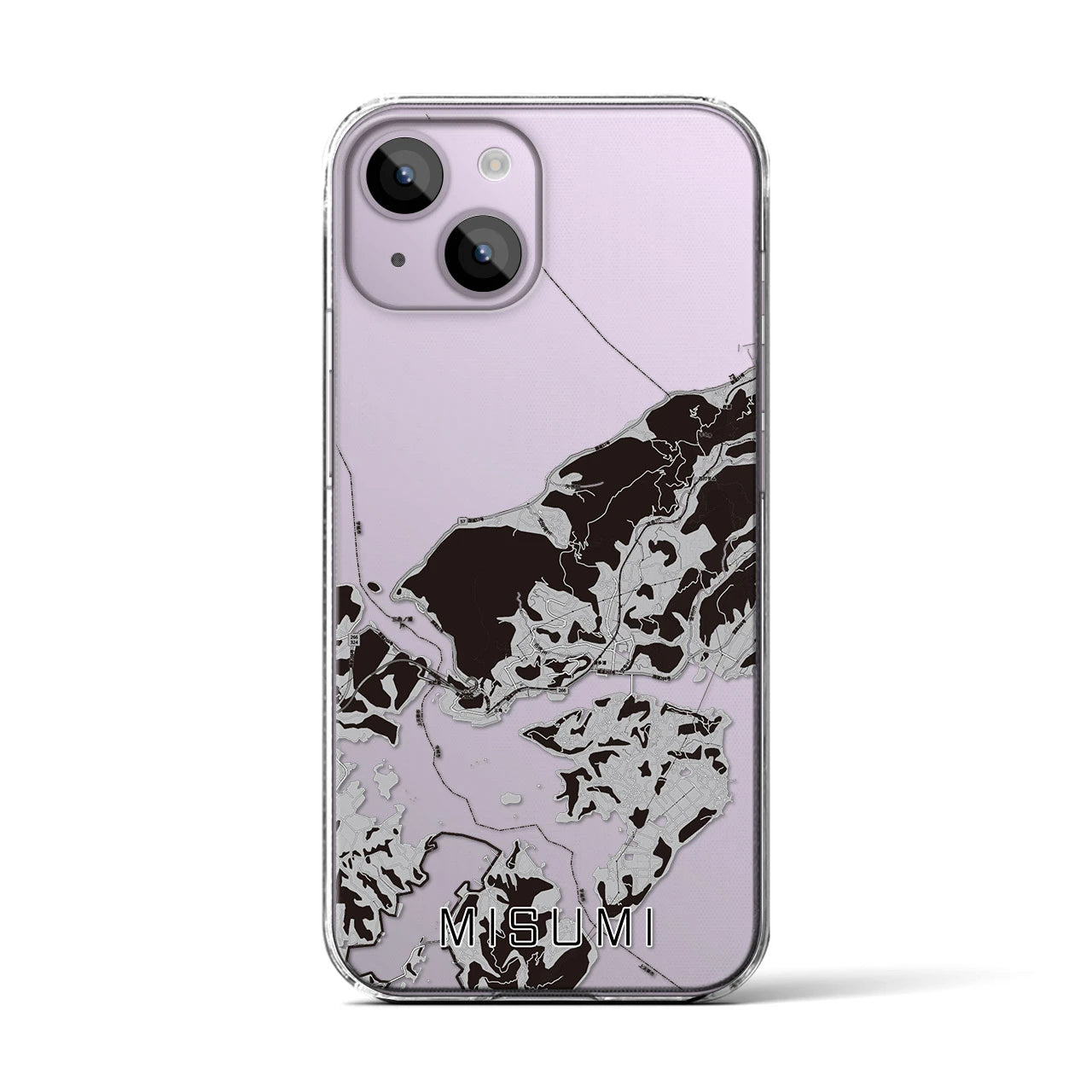 【三角(熊本県)】地図柄iPhoneケース(クリアタイプ)モノトーン・iPhone 14 用