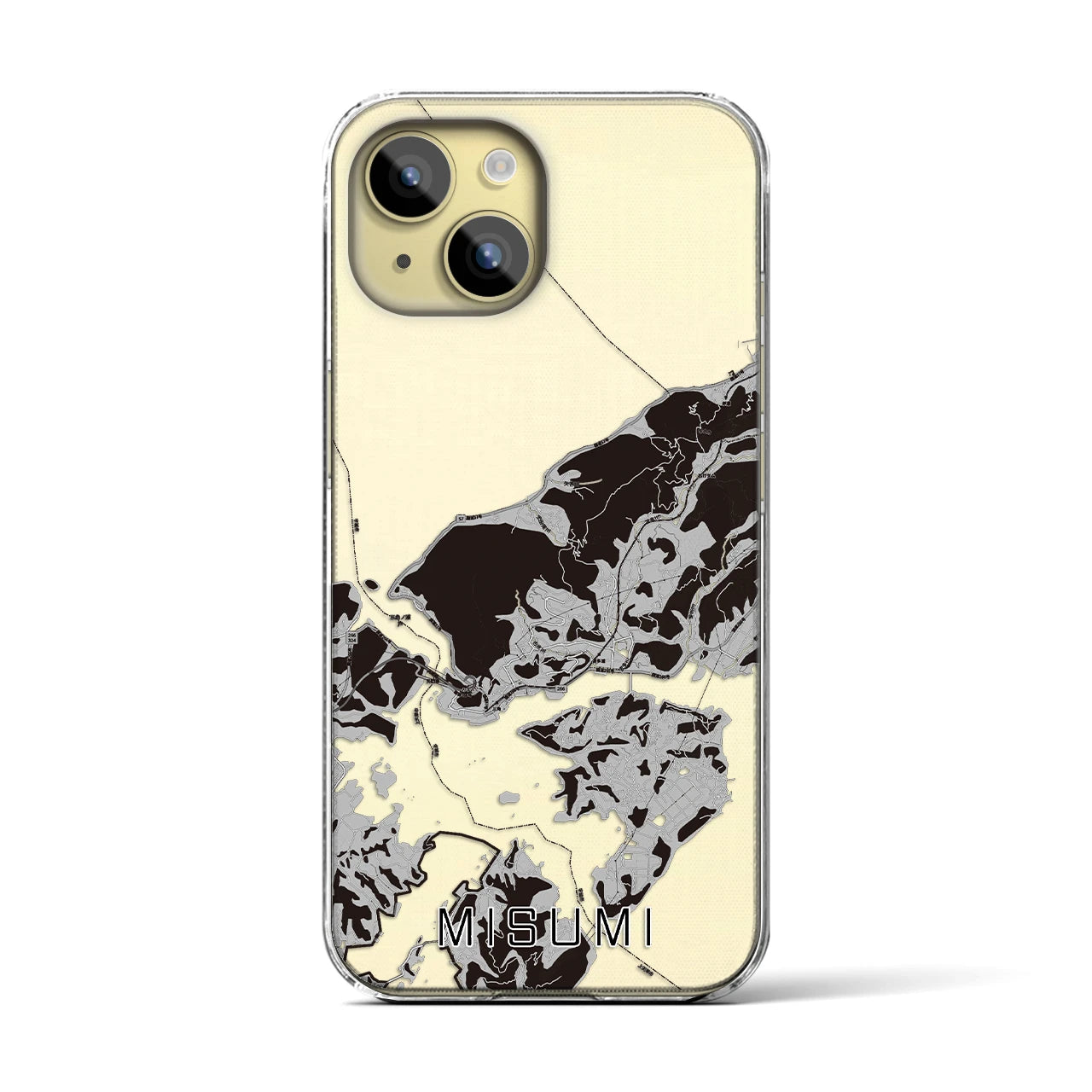 【三角(熊本県)】地図柄iPhoneケース(クリアタイプ)モノトーン・iPhone 15 用