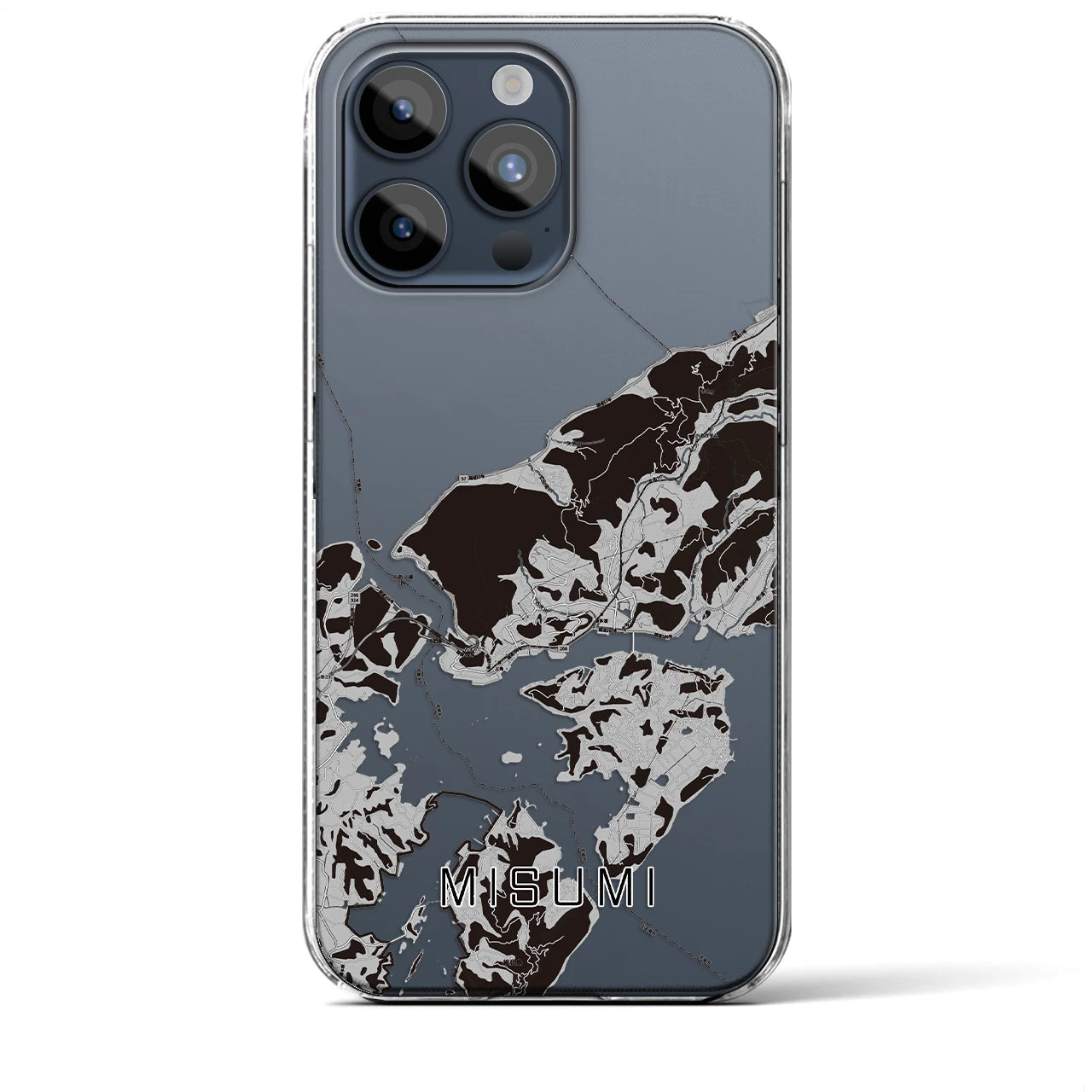 【三角(熊本県)】地図柄iPhoneケース(クリアタイプ)モノトーン・iPhone 15 Pro Max 用