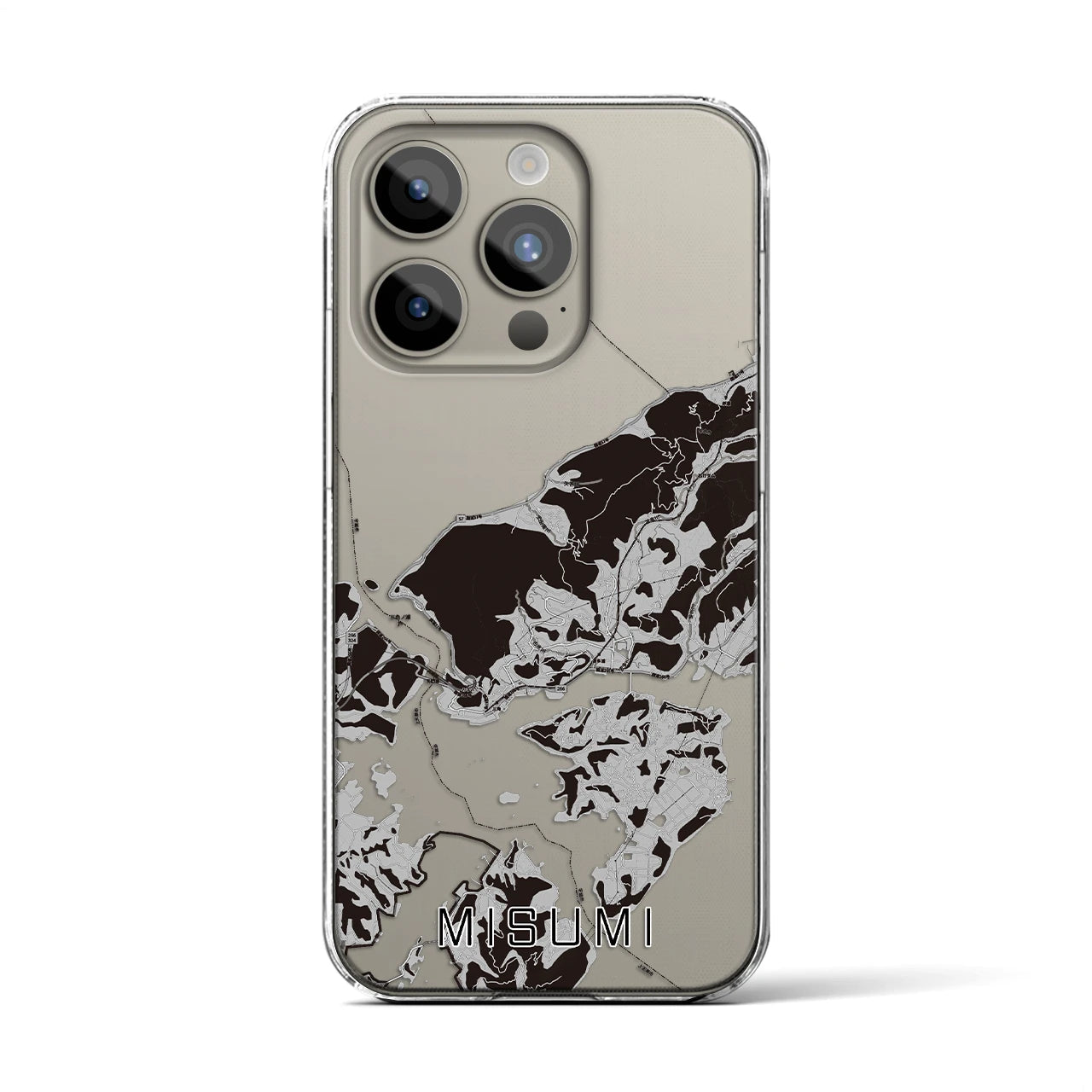 【三角(熊本県)】地図柄iPhoneケース(クリアタイプ)モノトーン・iPhone 15 Pro 用