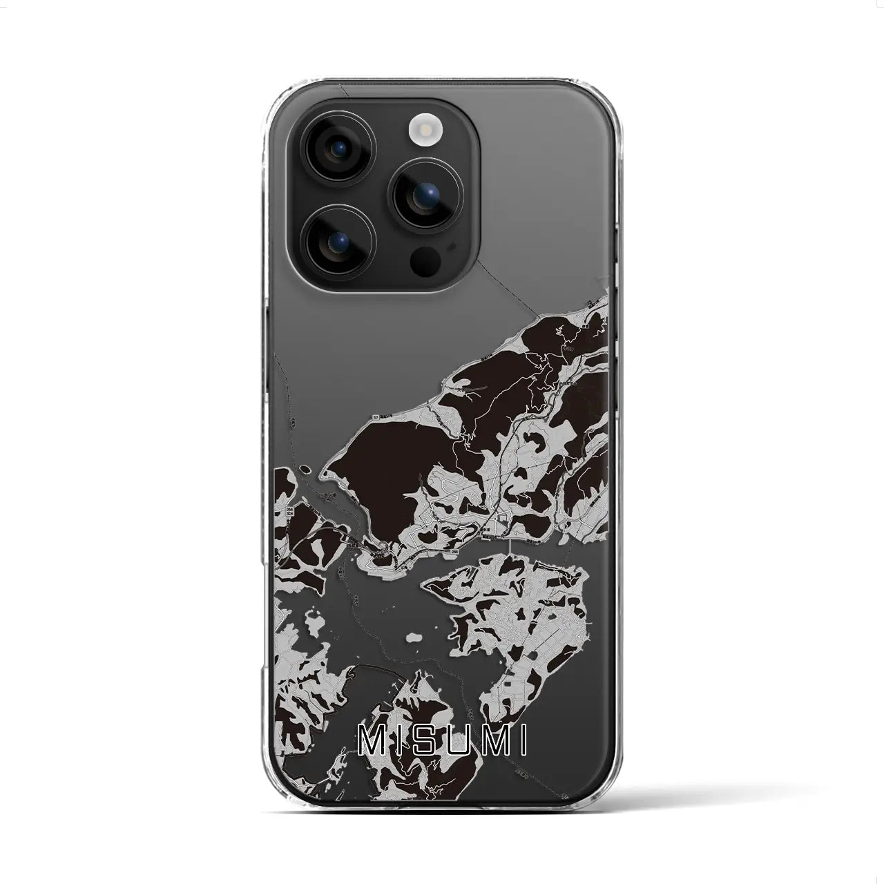 【三角(熊本県)】地図柄iPhoneケース(クリアタイプ)モノトーン・iPhone 16 用