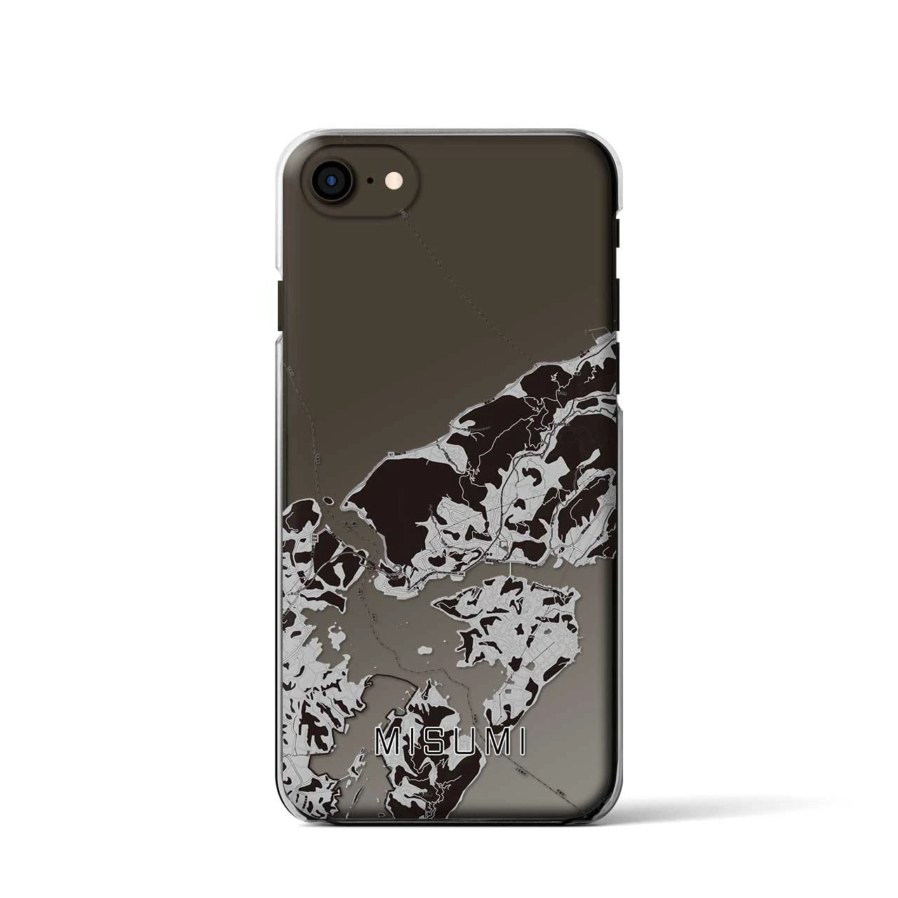 【三角(熊本県)】地図柄iPhoneケース(クリアタイプ)モノトーン・iPhone SE(第3 / 第2世代) / 8 / 7 / 6s / 6 用
