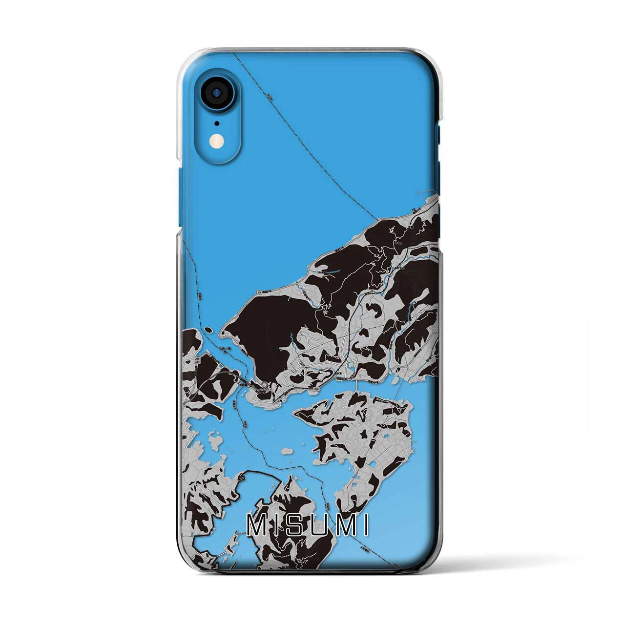 【三角(熊本県)】地図柄iPhoneケース(クリアタイプ)モノトーン・iPhone XR 用