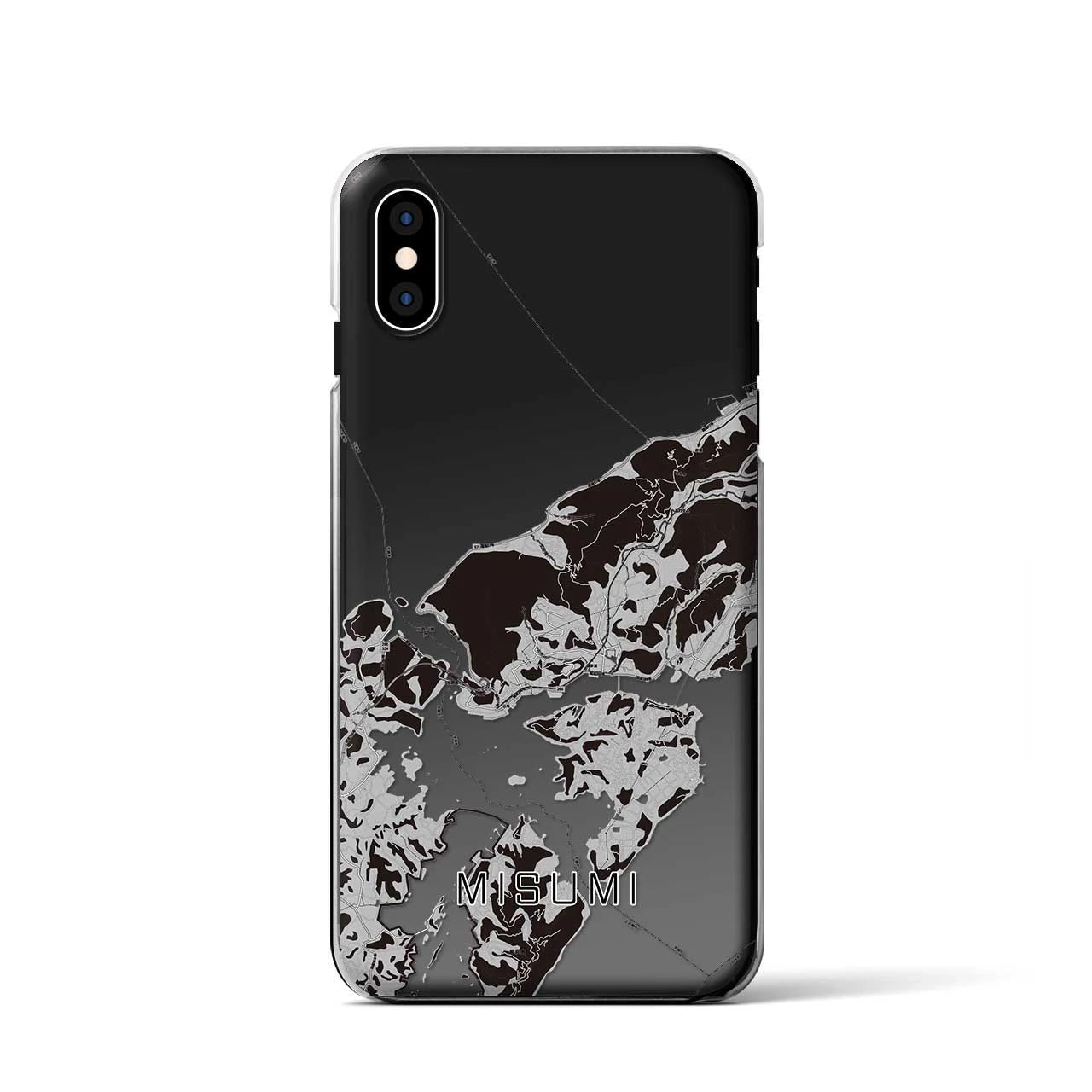 【三角(熊本県)】地図柄iPhoneケース(クリアタイプ)モノトーン・iPhone XS / X 用