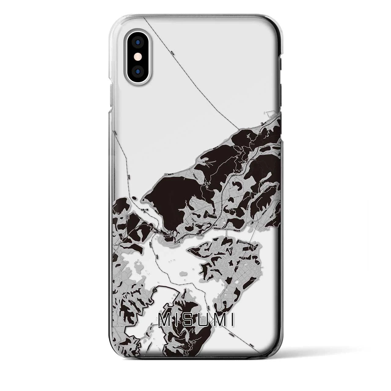 【三角(熊本県)】地図柄iPhoneケース(クリアタイプ)モノトーン・iPhone XS Max 用