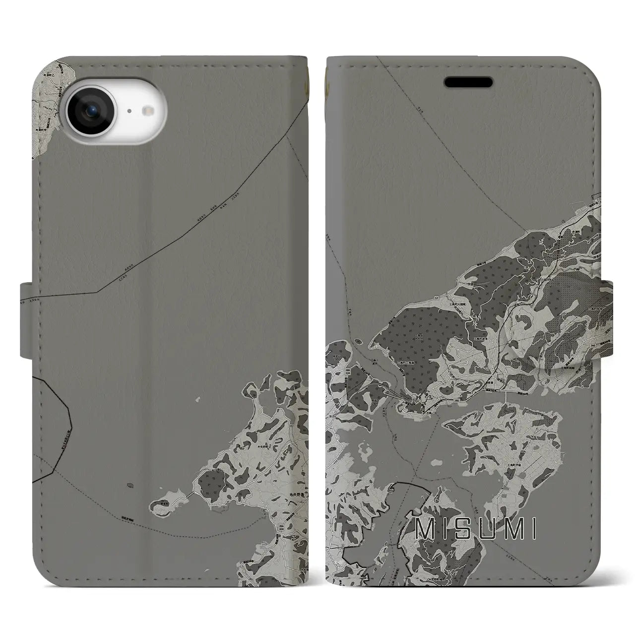 【三角(熊本県)】地図柄iPhoneケース(手帳タイプ)