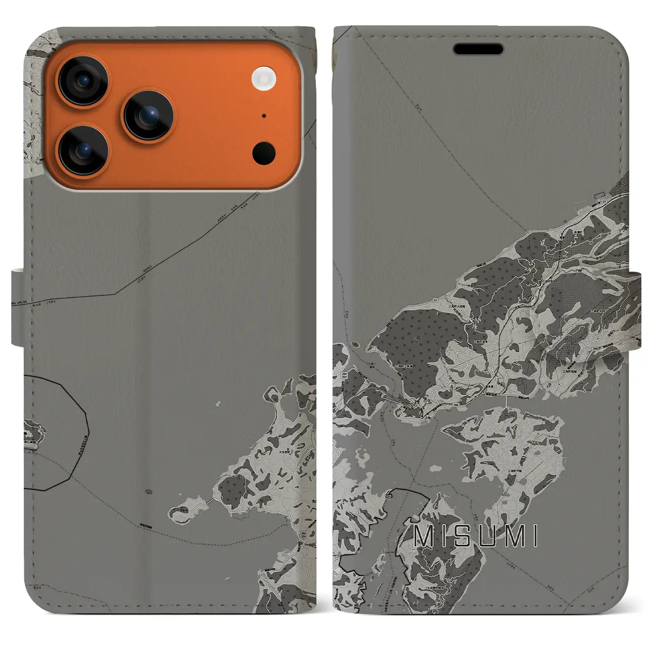 【三角(熊本県)】地図柄iPhoneケース(手帳タイプ)