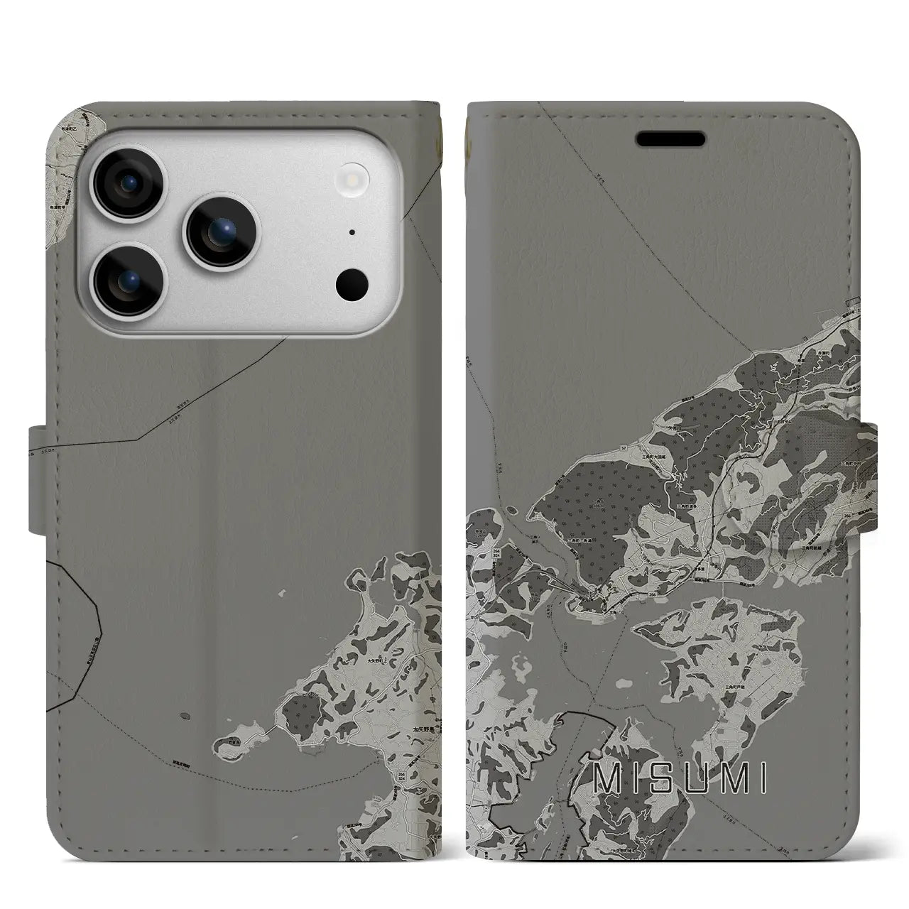 【三角(熊本県)】地図柄iPhoneケース(手帳タイプ)