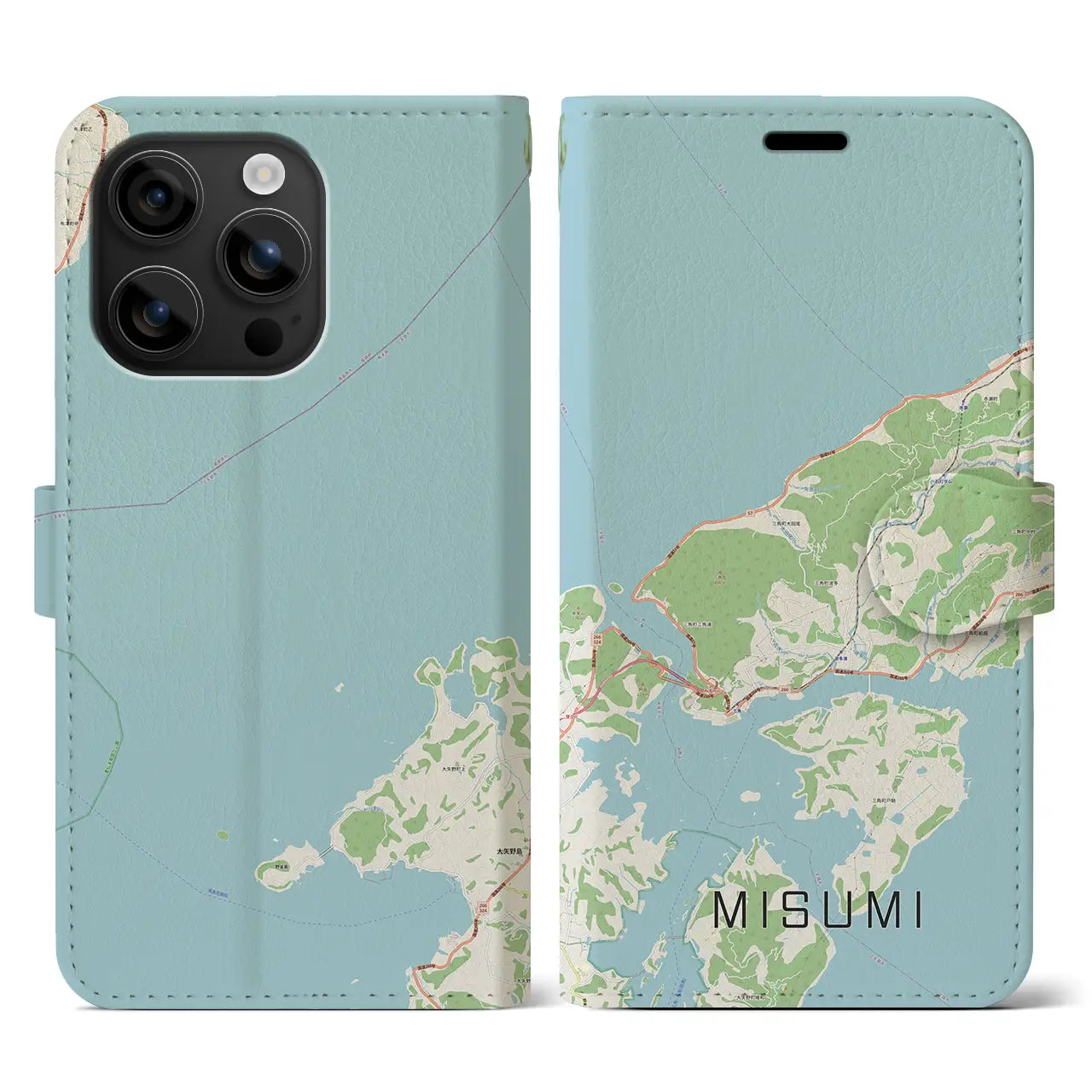 【三角(熊本県)】地図柄iPhoneケース(手帳タイプ)ナチュラル・iPhone 16 用