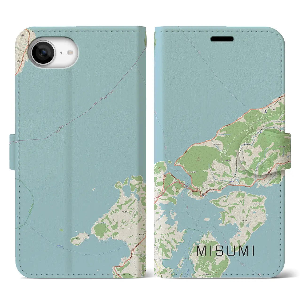 【三角(熊本県)】地図柄iPhoneケース(手帳タイプ)