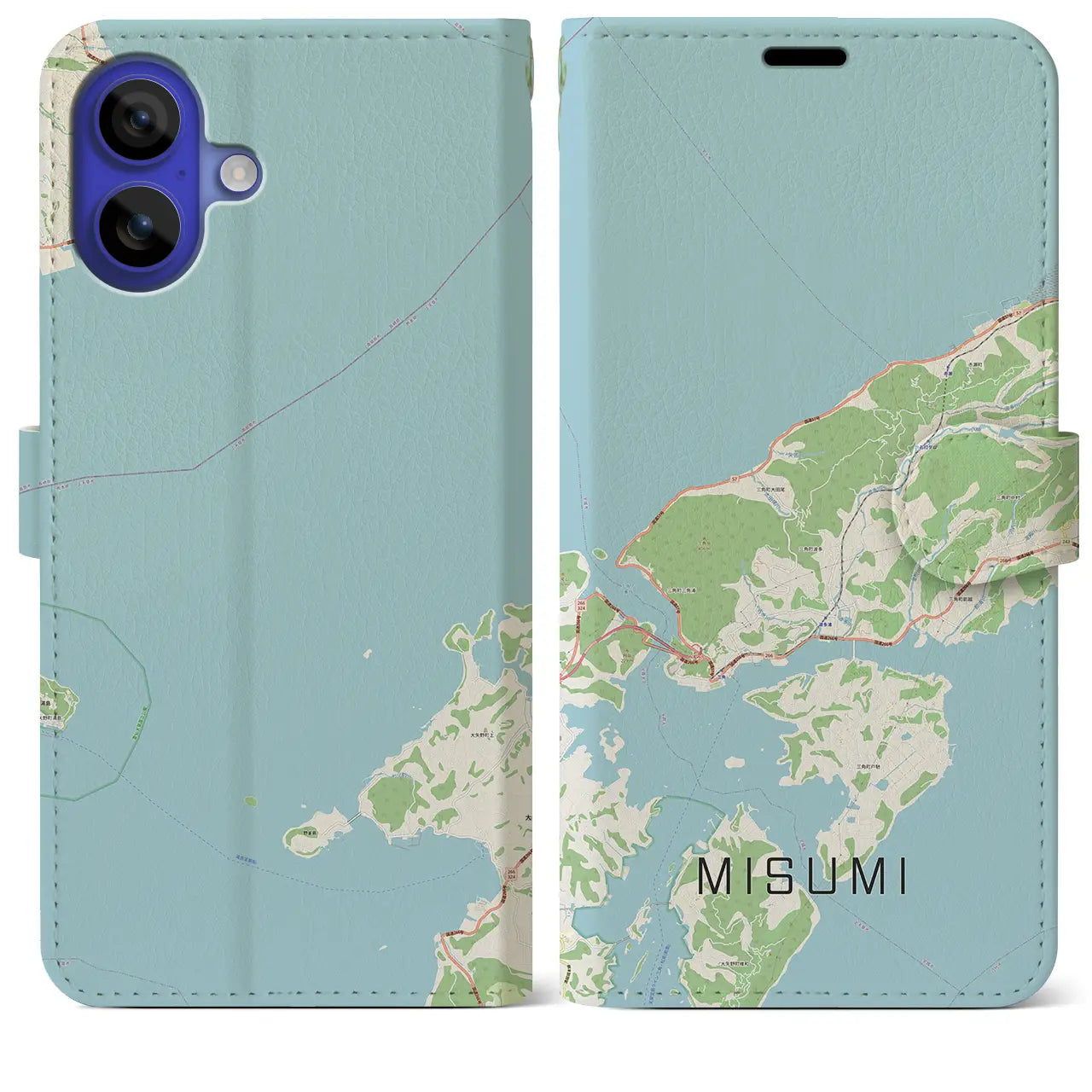 【三角(熊本県)】地図柄iPhoneケース(手帳タイプ)ナチュラル・iPhone 16 Pro Max 用