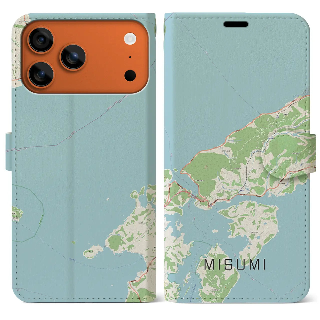 【三角(熊本県)】地図柄iPhoneケース(手帳タイプ)