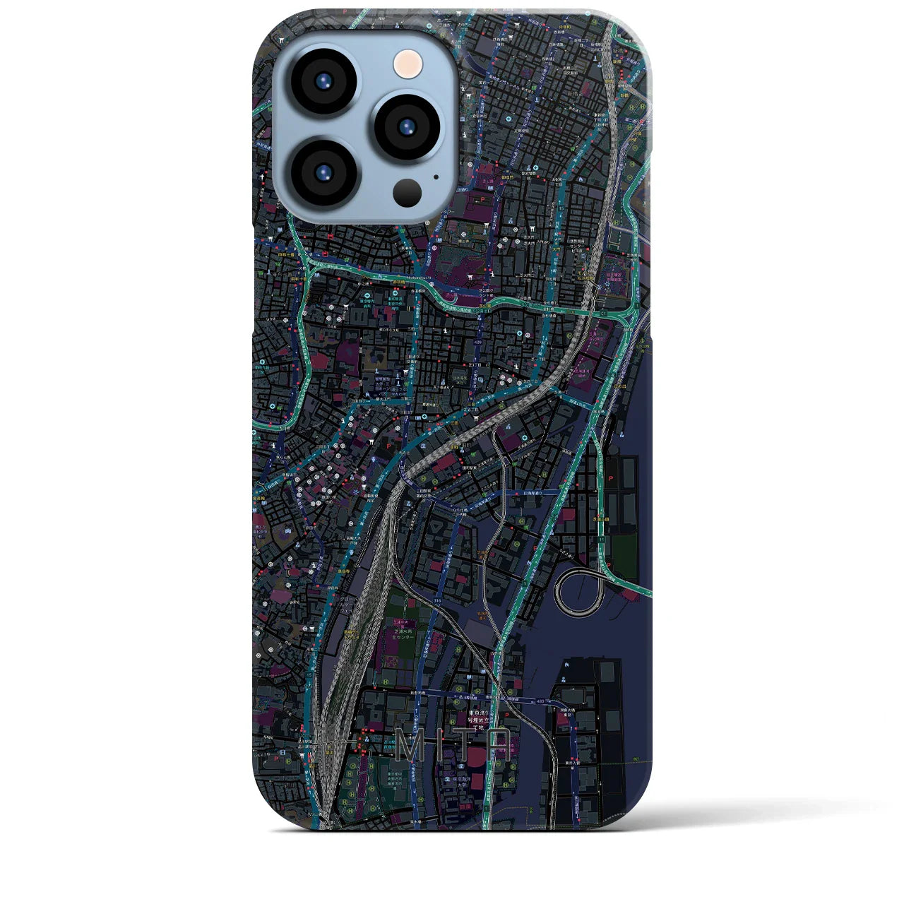 【三田(東京都)】地図柄iPhoneケース(バックカバータイプ)