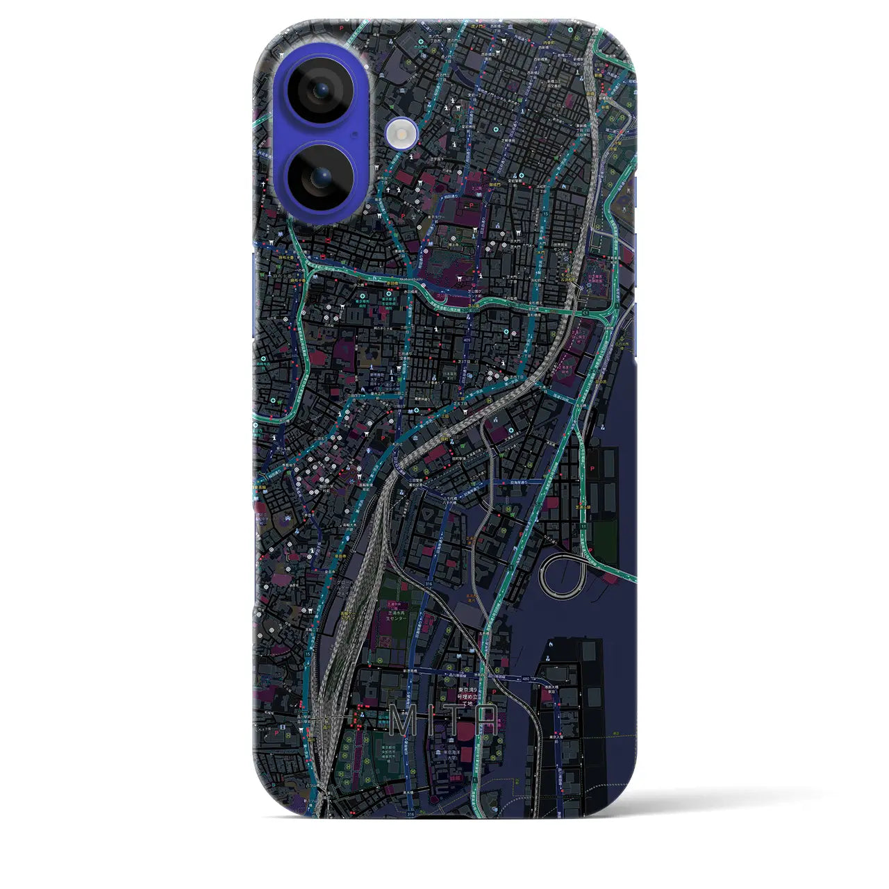 【三田(東京都)】地図柄iPhoneケース(バックカバータイプ)