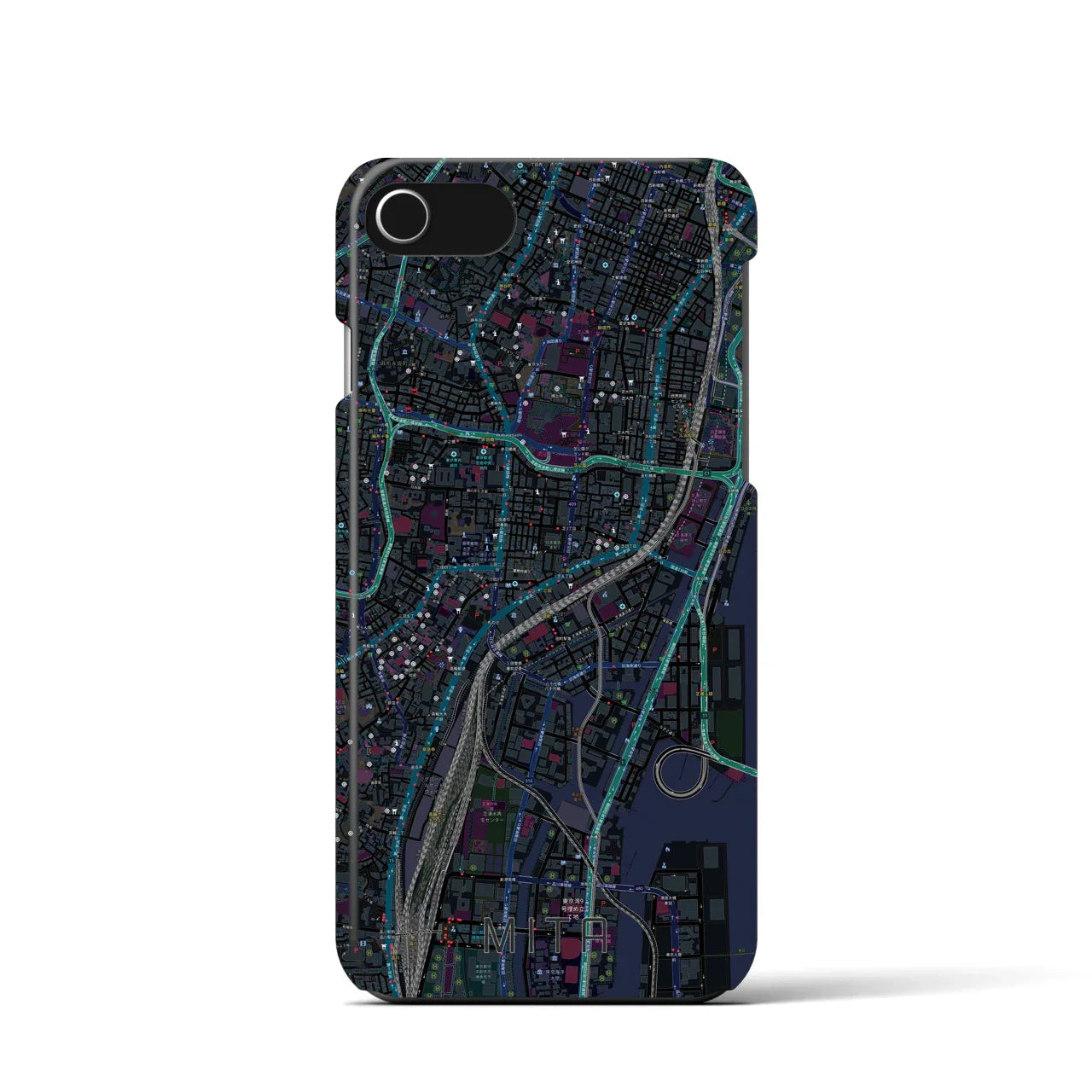 【三田(東京都)】地図柄iPhoneケース(バックカバータイプ)
