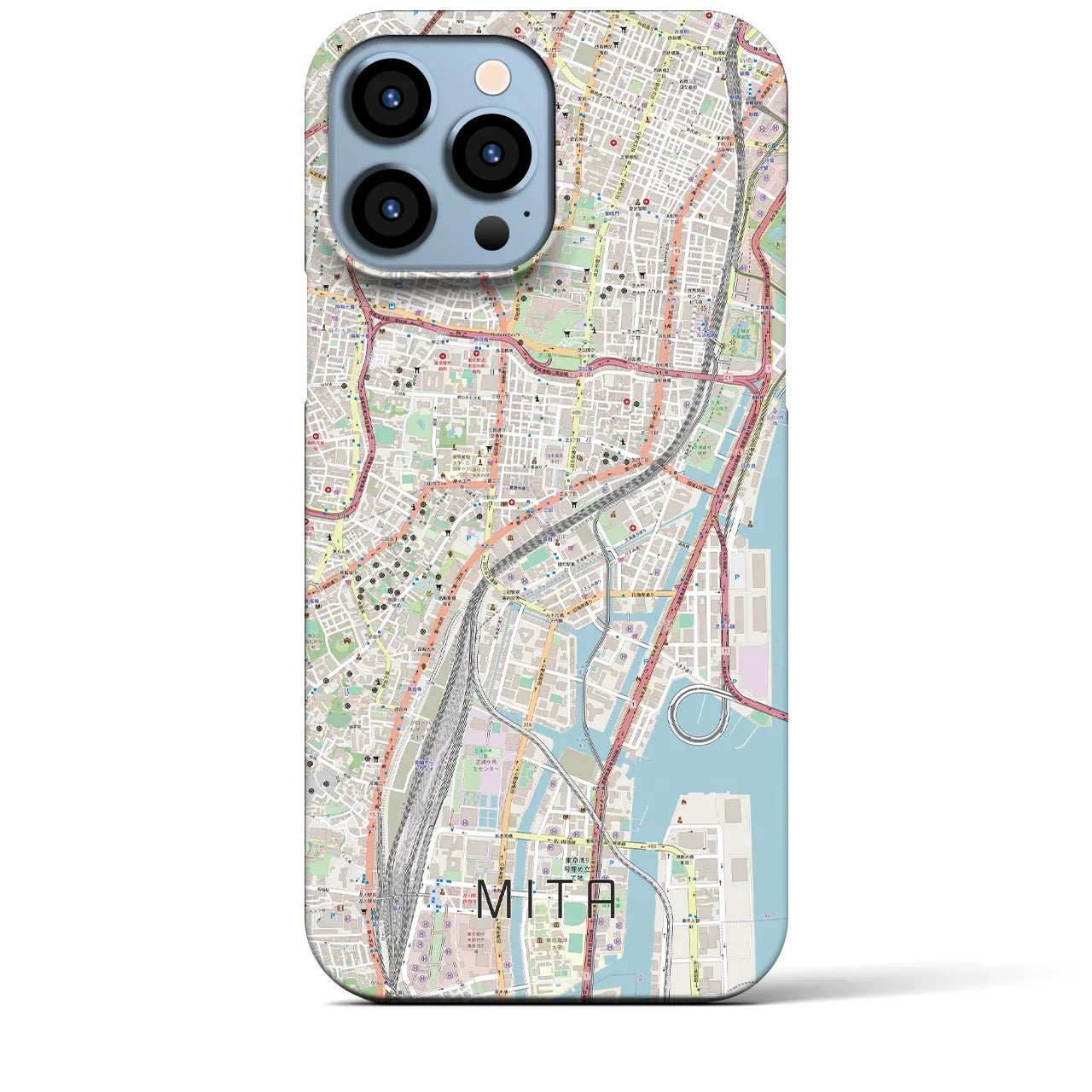 【三田(東京都)】地図柄iPhoneケース(バックカバータイプ)