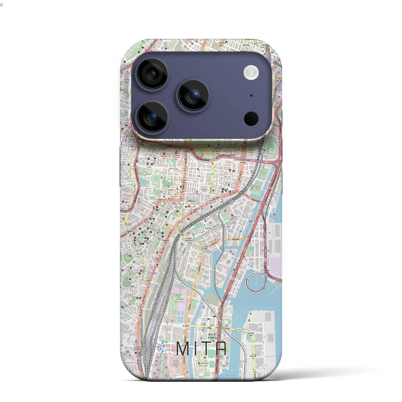 【三田(東京都)】地図柄iPhoneケース(バックカバータイプ)ブラック・iPhone 17 Pro Max 用