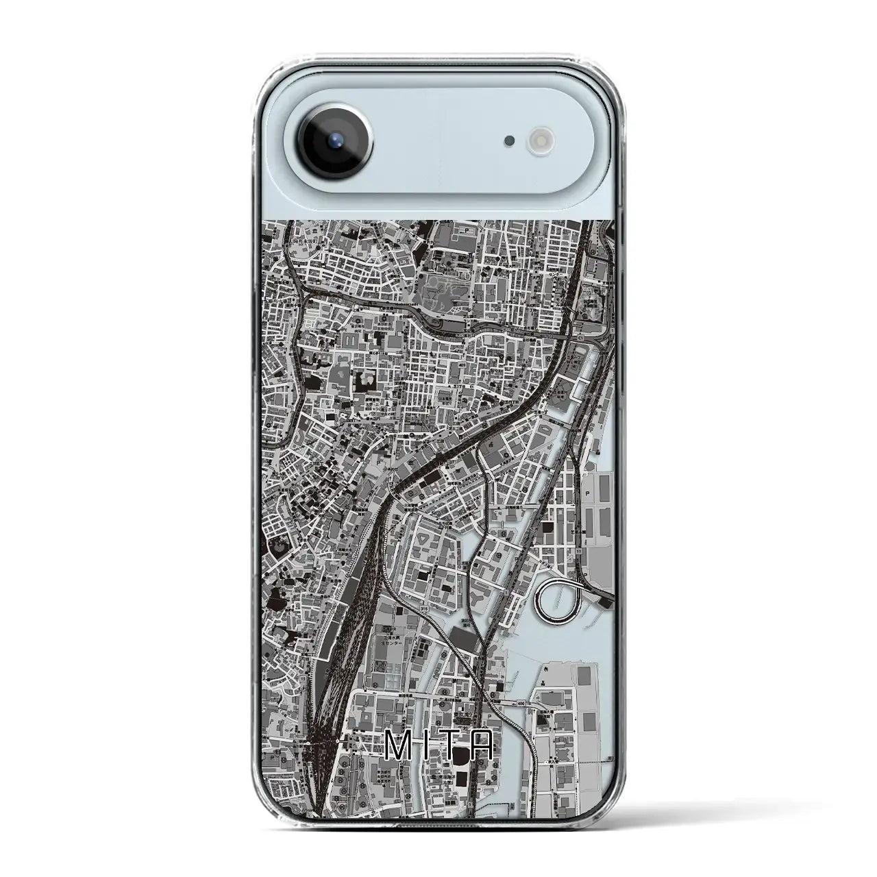 【三田(東京都)】地図柄iPhoneケース(クリアタイプ)モノトーン・iPhone 17 Pro Max 用