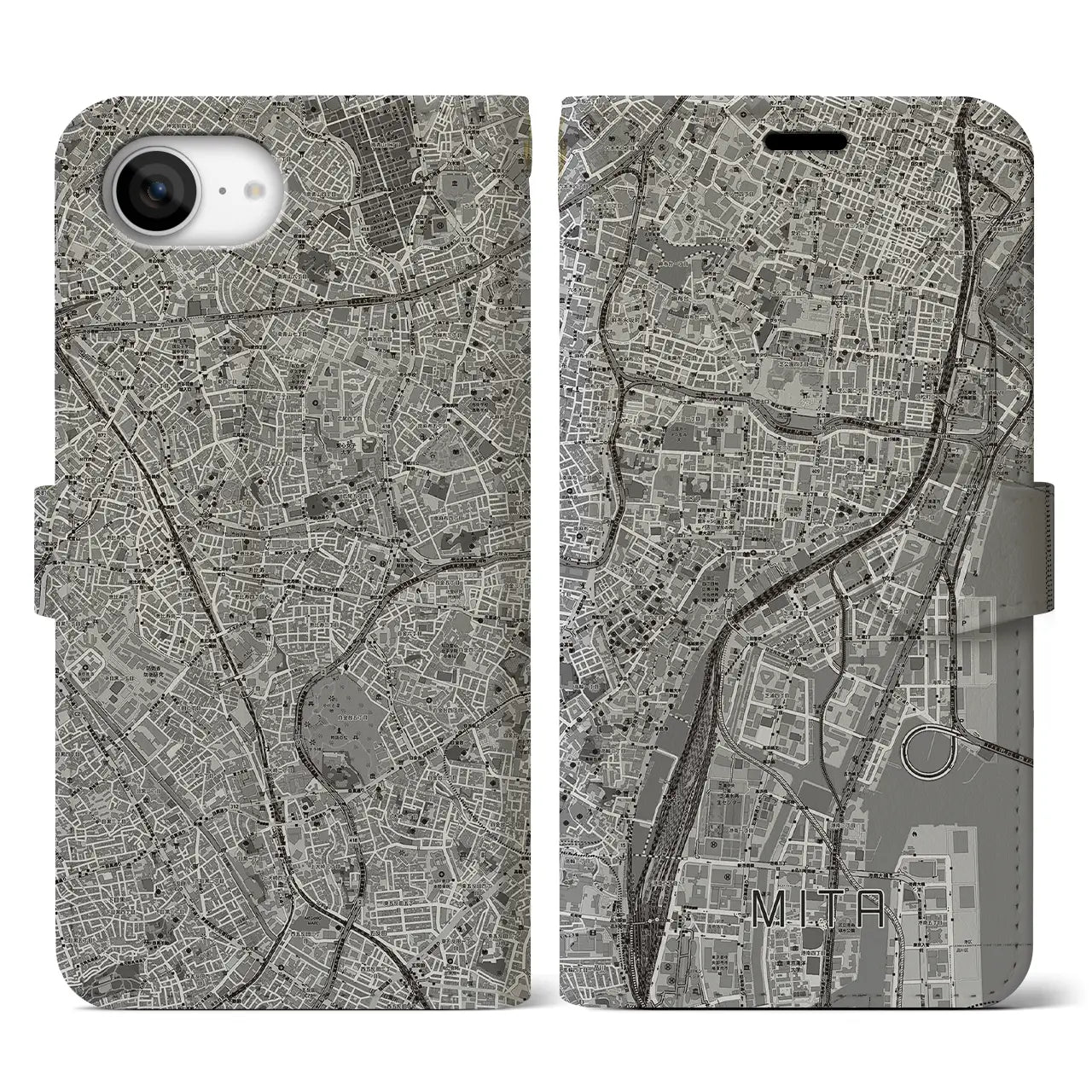 【三田(東京都)】地図柄iPhoneケース(手帳タイプ)