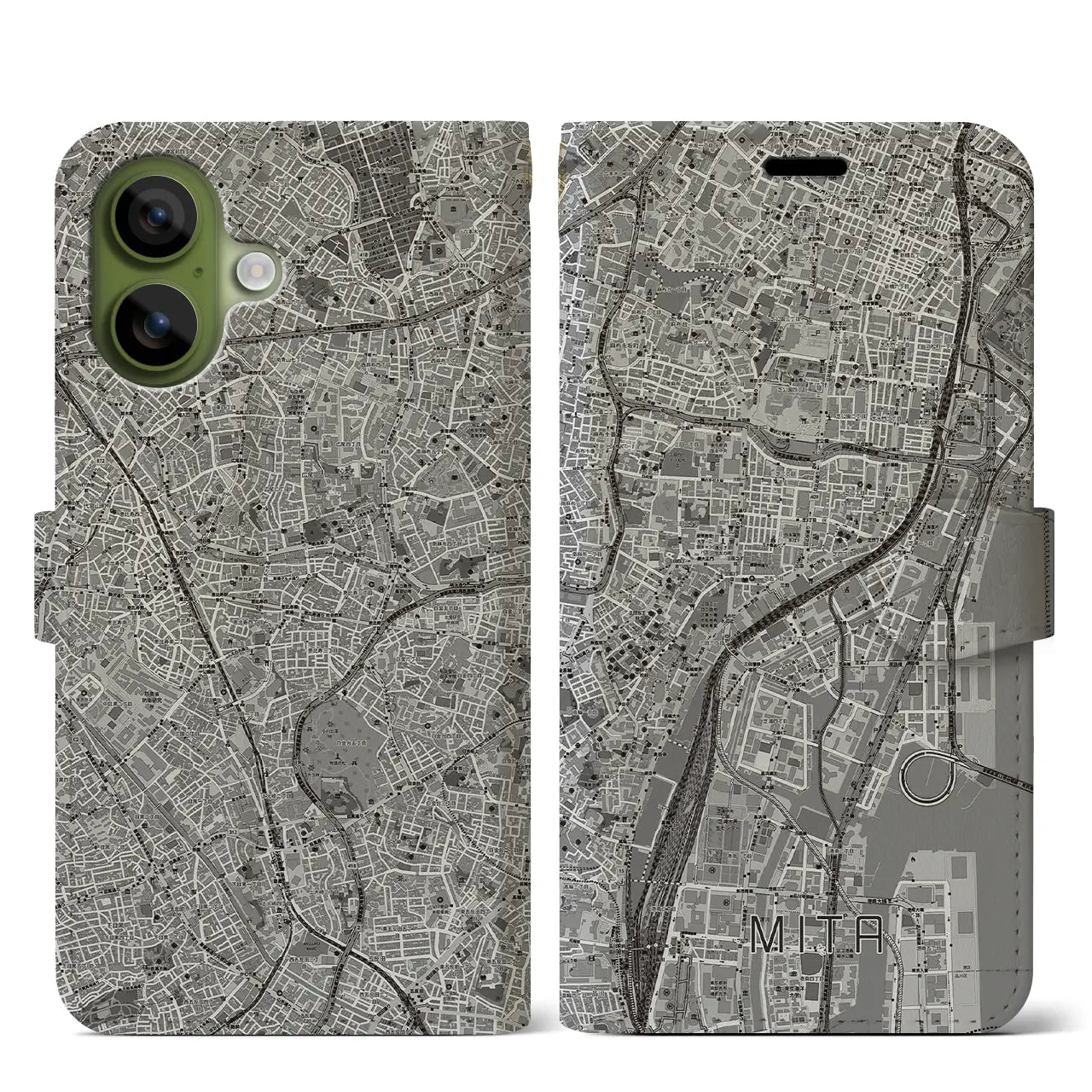 【三田(東京都)】地図柄iPhoneケース(手帳タイプ)