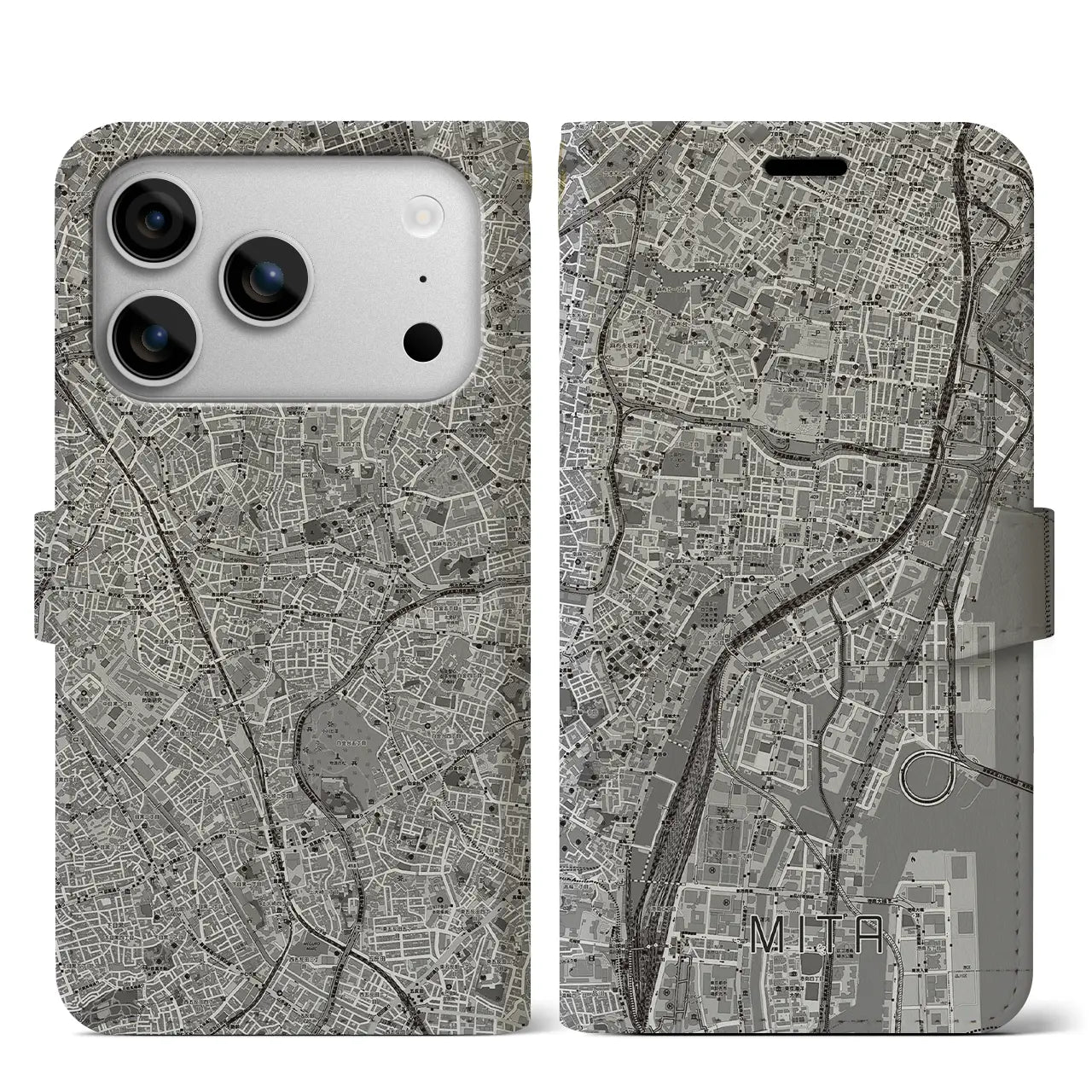 【三田(東京都)】地図柄iPhoneケース(手帳タイプ)