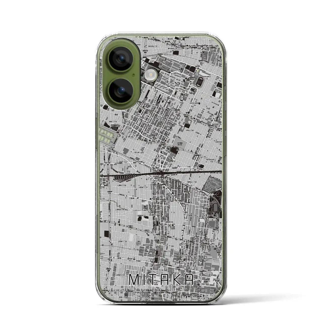 【三鷹(東京都)】地図柄iPhoneケース(クリアタイプ)モノトーン・iPhone 17 Pro Max 用