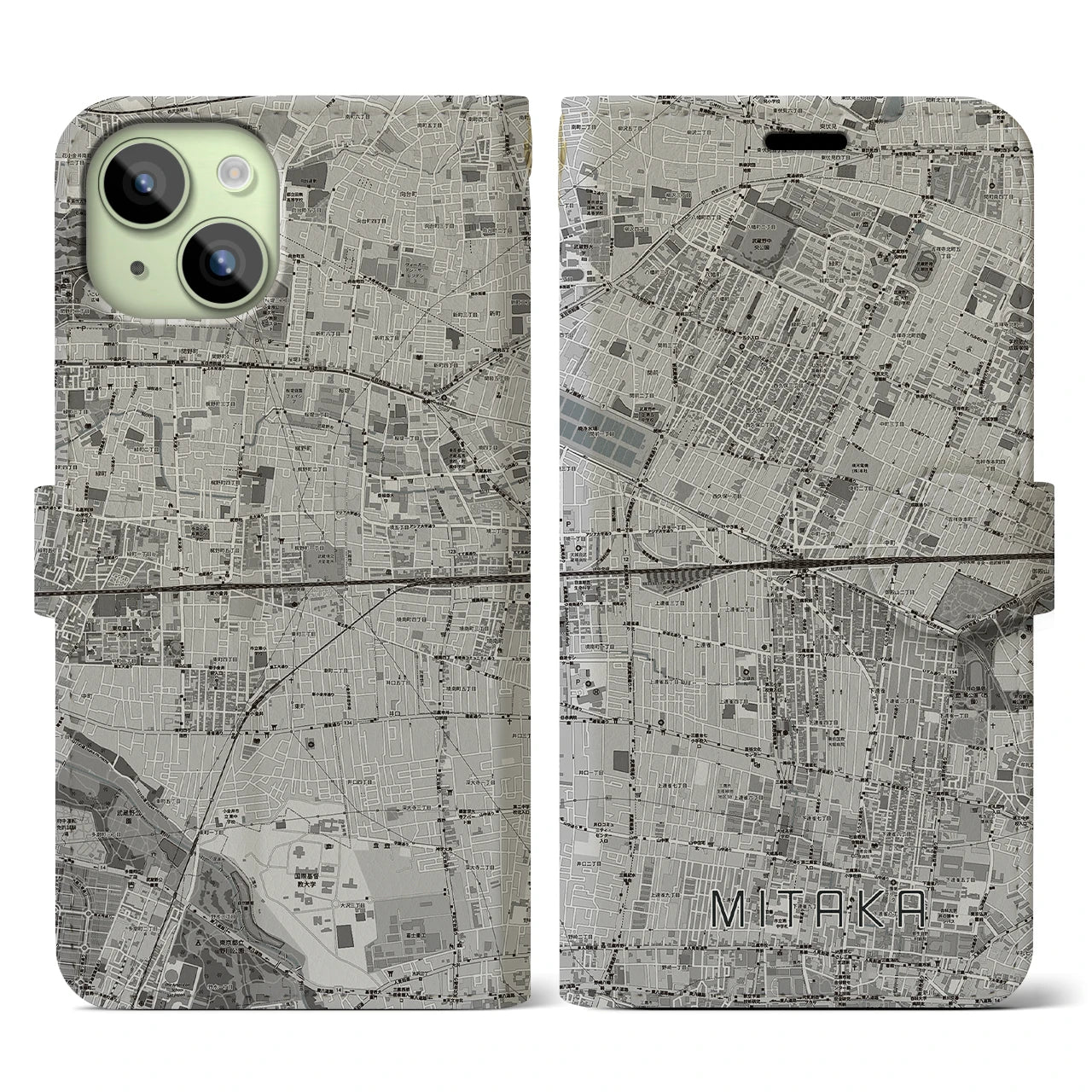 【三鷹(東京都)】地図柄iPhoneケース(手帳タイプ)