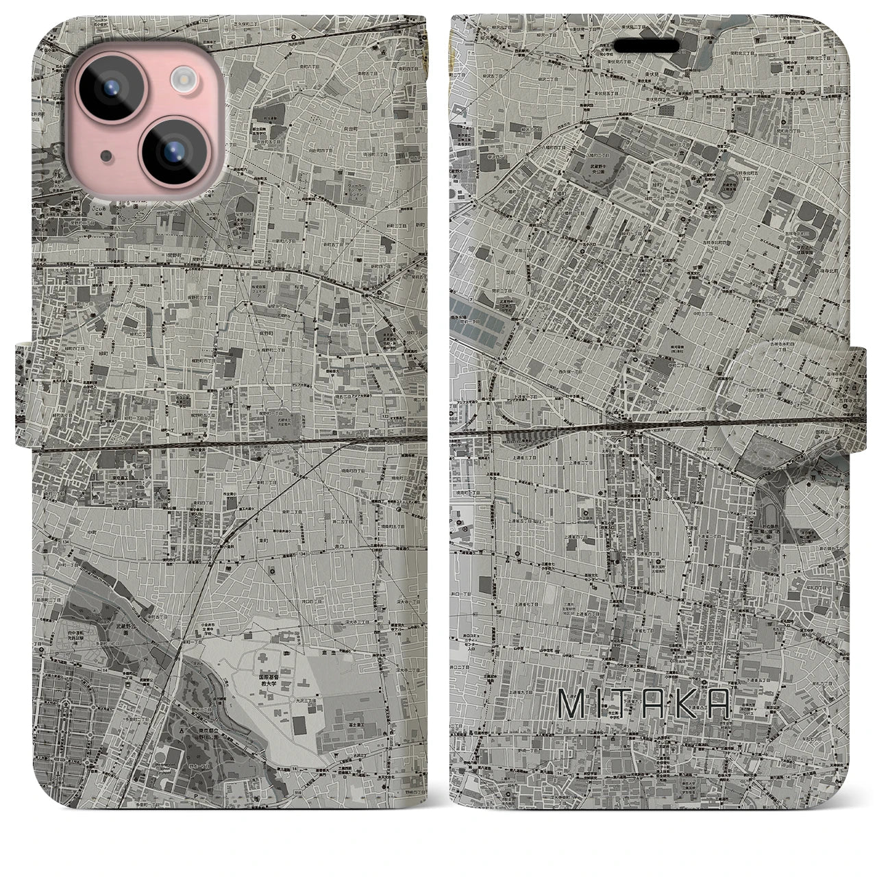 【三鷹(東京都)】地図柄iPhoneケース(手帳タイプ)