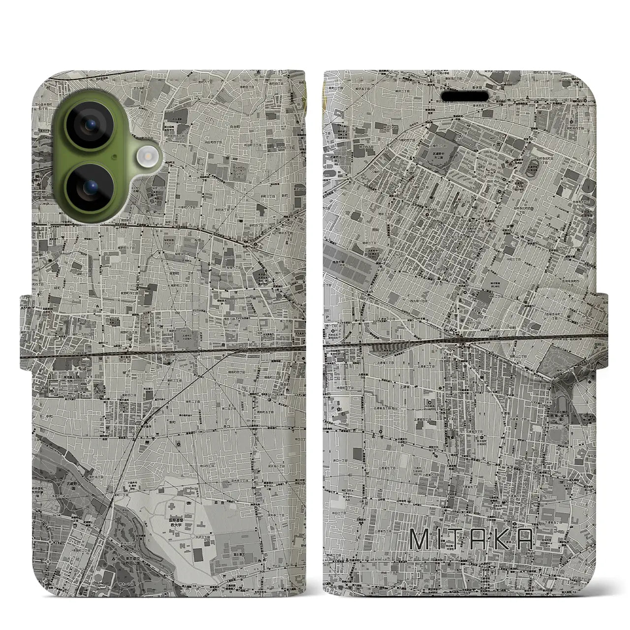 【三鷹(東京都)】地図柄iPhoneケース(手帳タイプ)