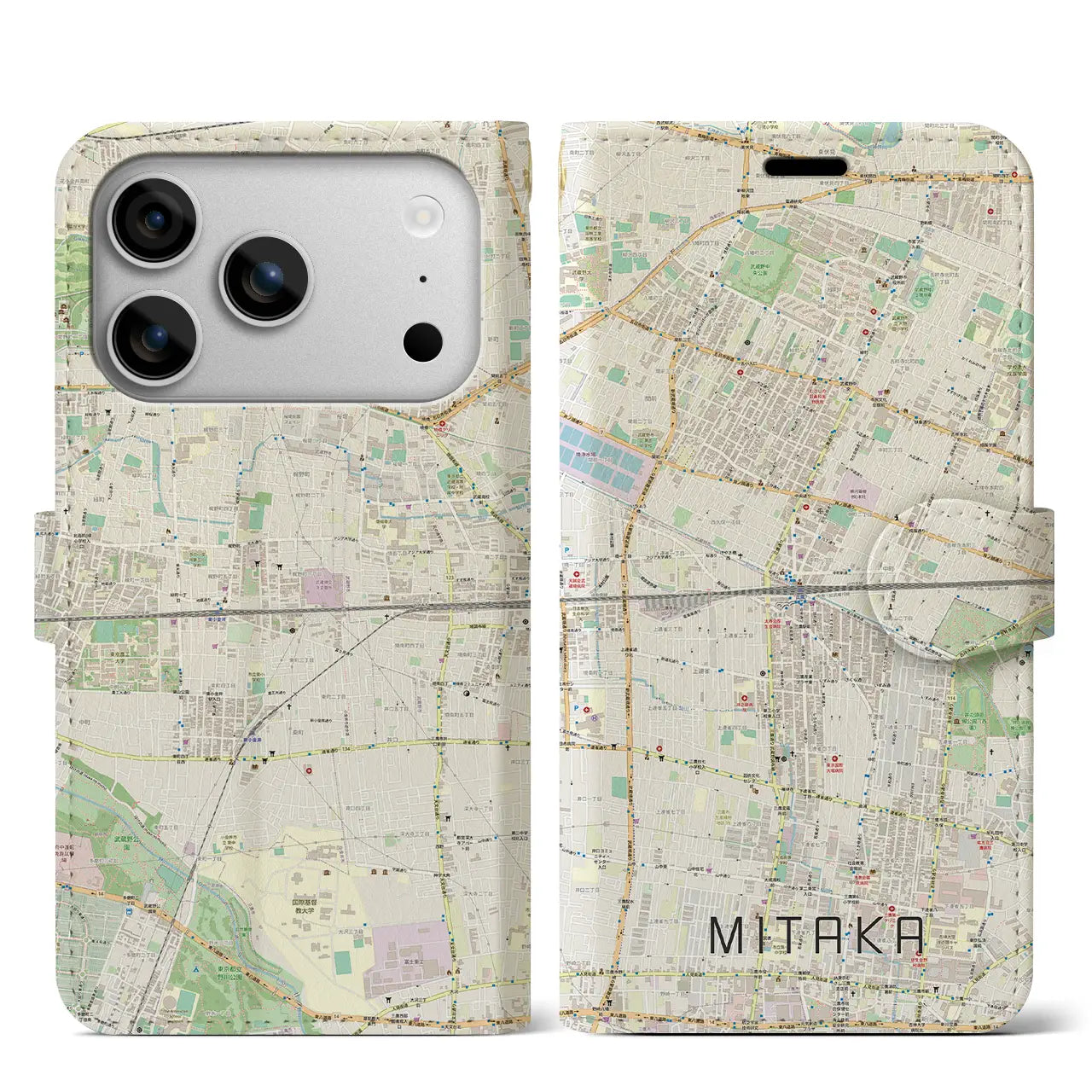 【三鷹(東京都)】地図柄iPhoneケース(手帳タイプ)