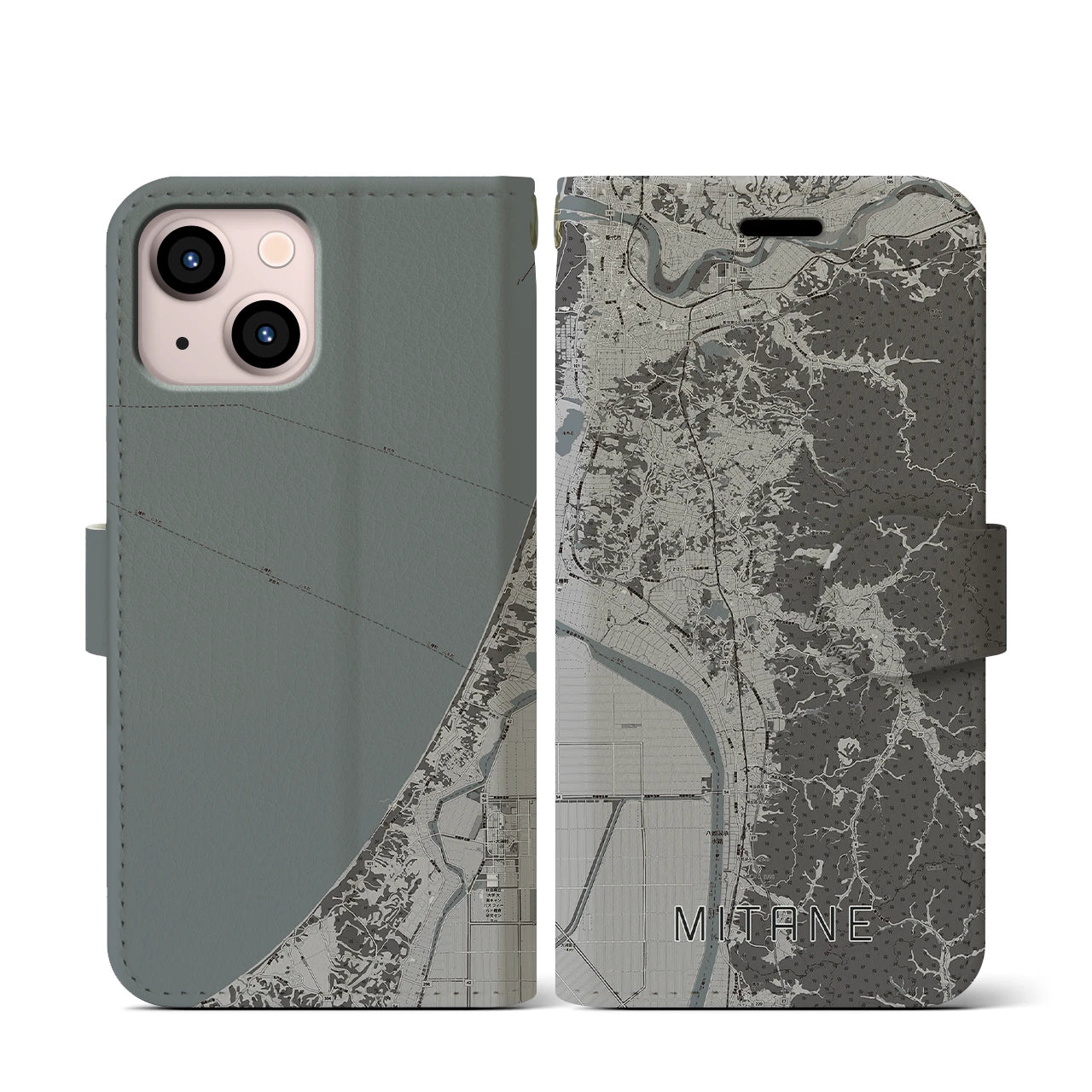 【三種(秋田県)】地図柄iPhoneケース(手帳タイプ)