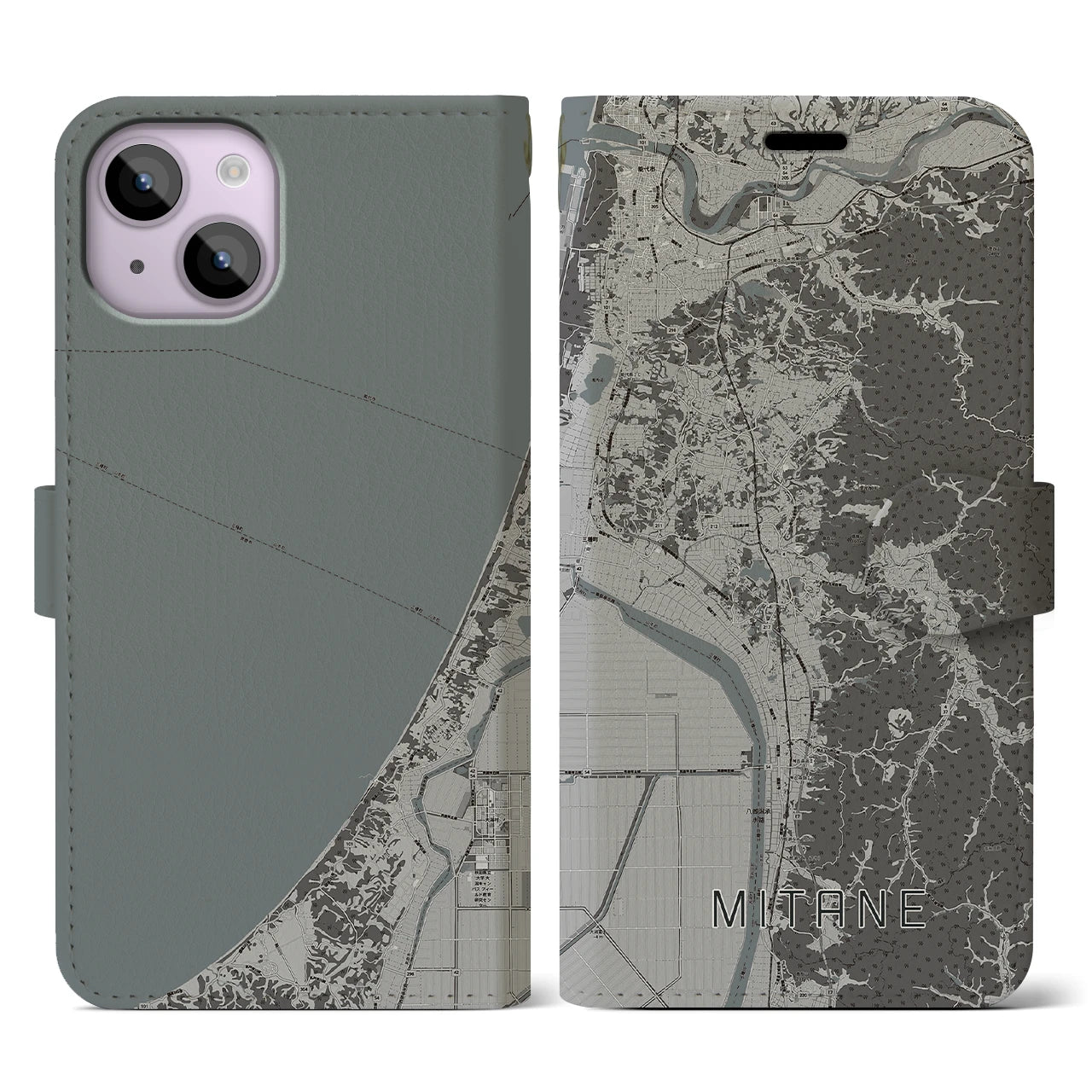 【三種(秋田県)】地図柄iPhoneケース(手帳タイプ)