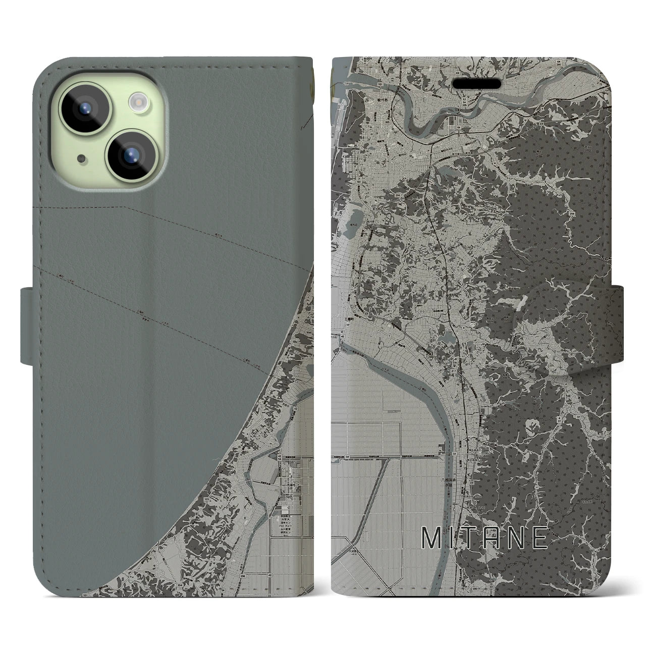 【三種(秋田県)】地図柄iPhoneケース(手帳タイプ)